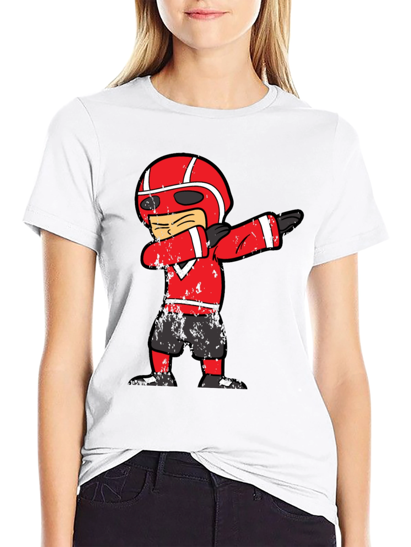 Black Dabbing Football Player T-Shirt view 9