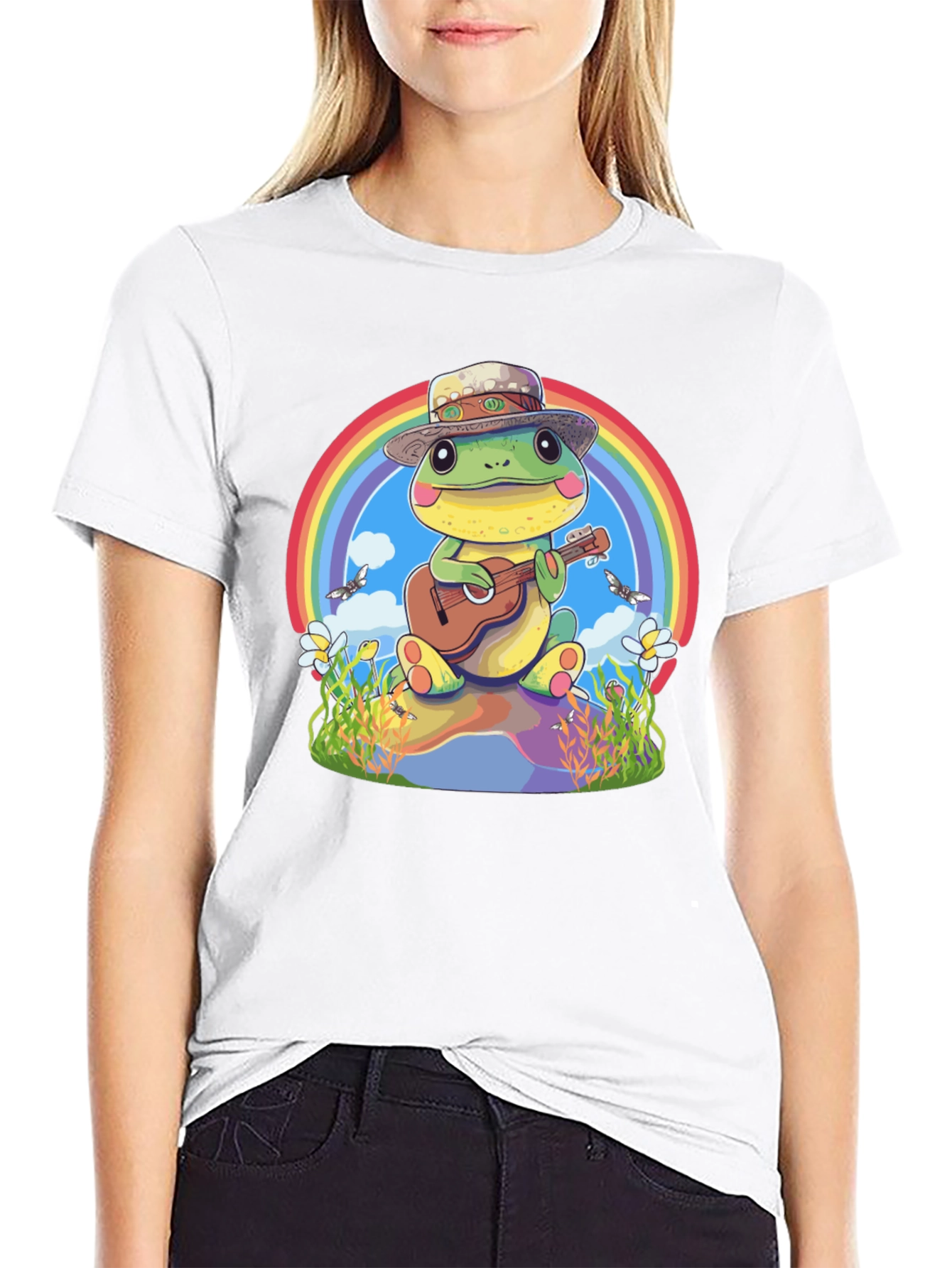 Black Frog Playing Guitar T-Shirt view 9