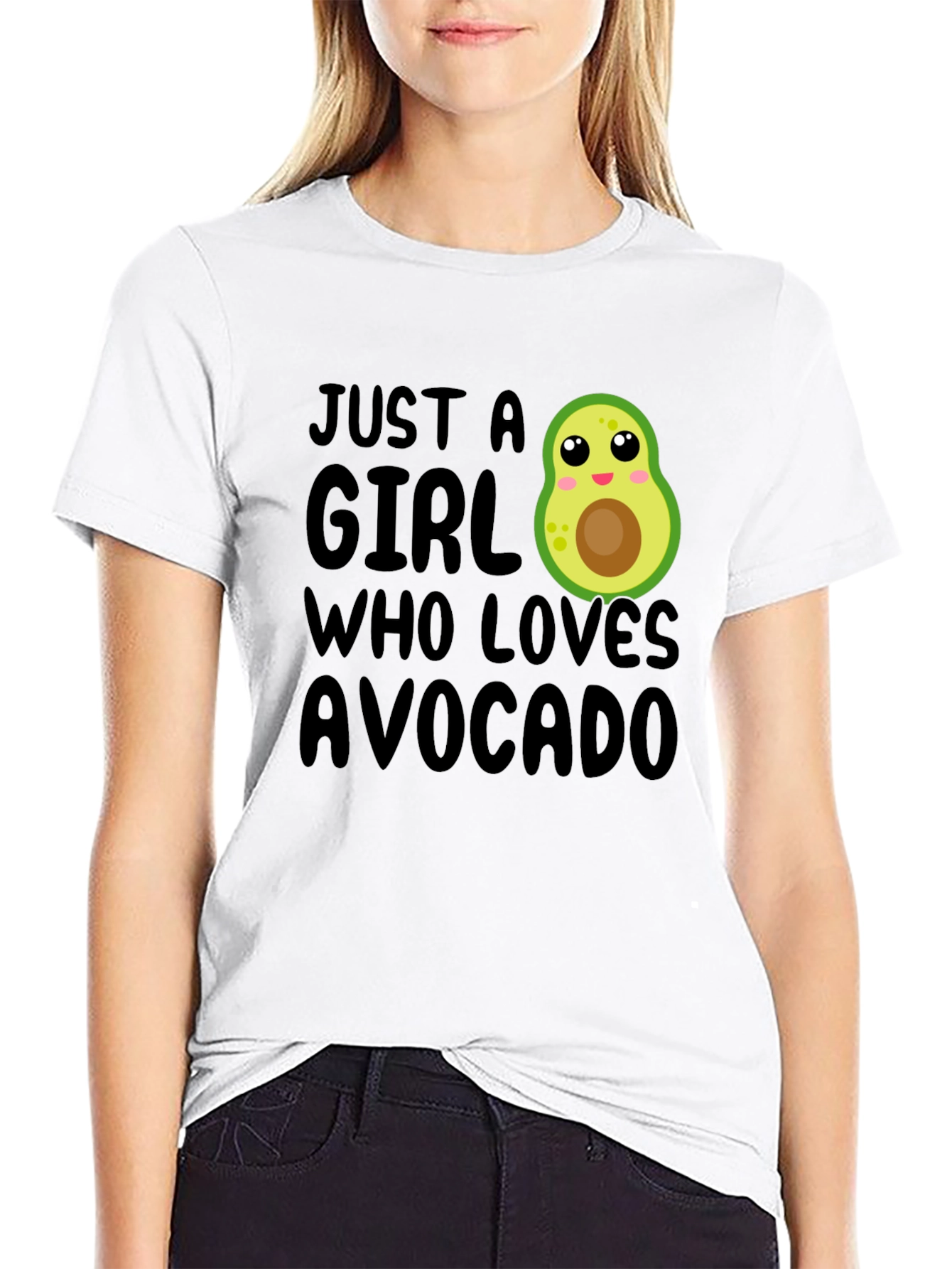Black Just A Girl Who Loves Avocado T-Shirt view 9