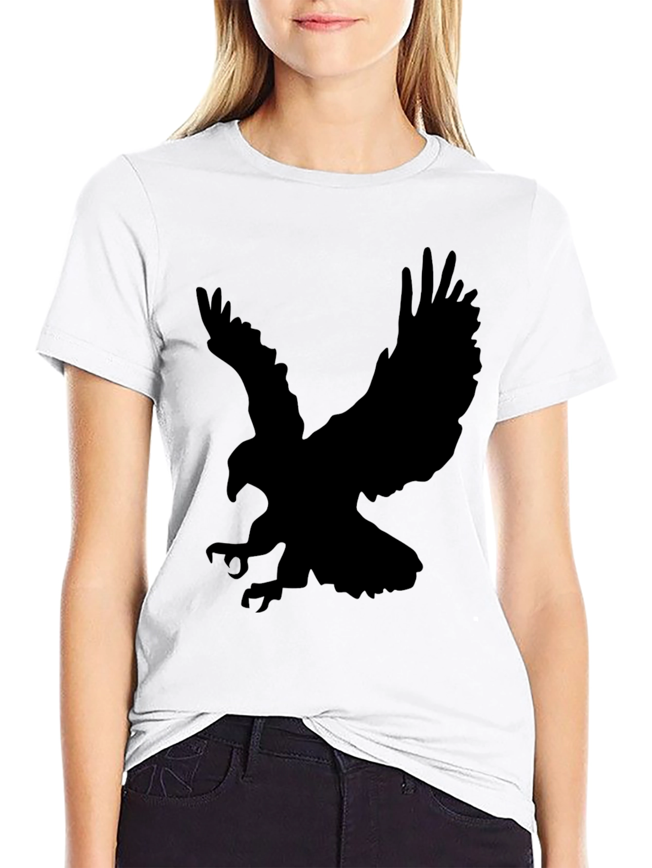 Black Black Eagle Silhouette Graphic T-Shirt view 9