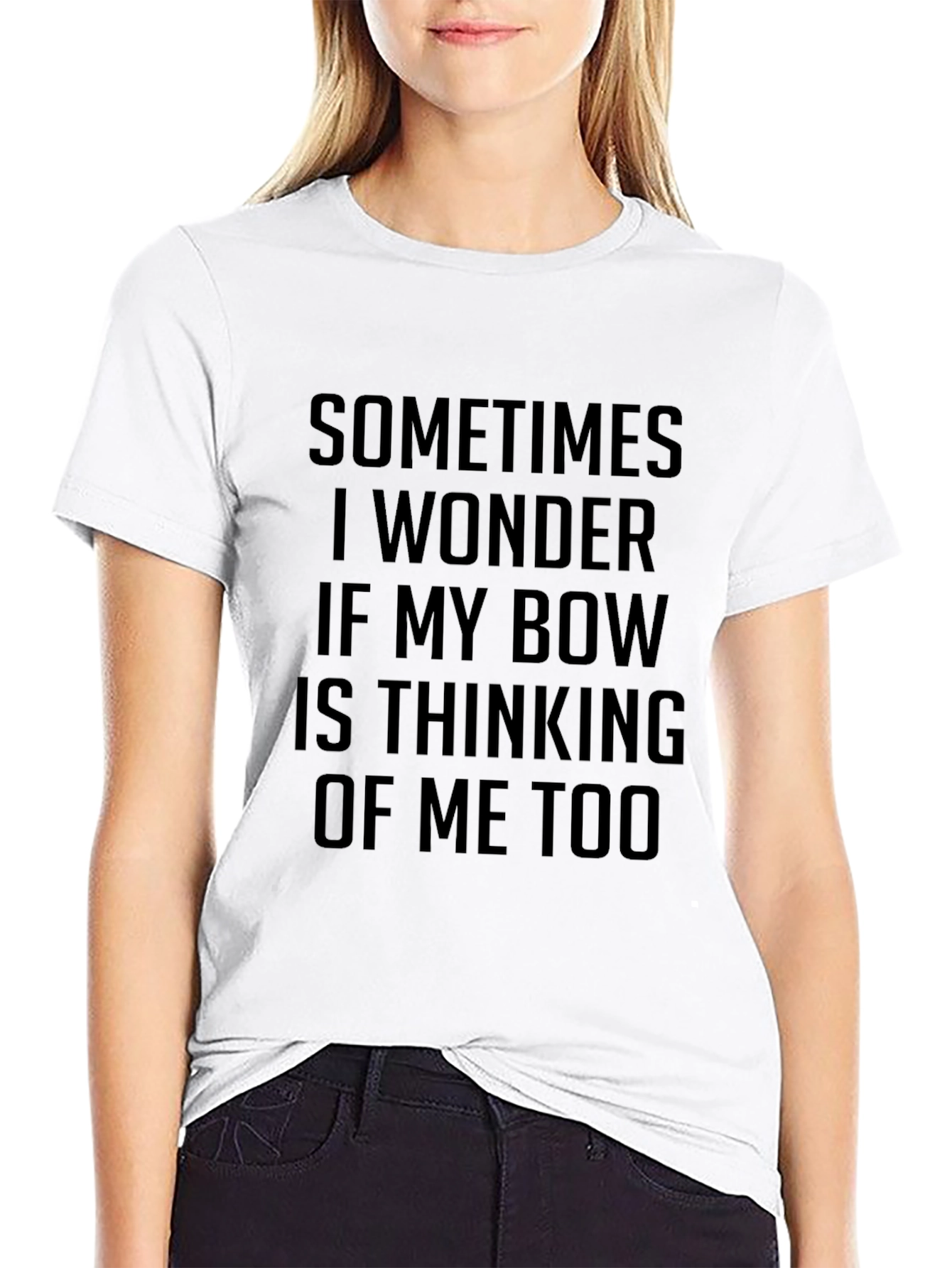 Black Humorous "My Bow" Graphic Tee - Black Cotton Blend view 9