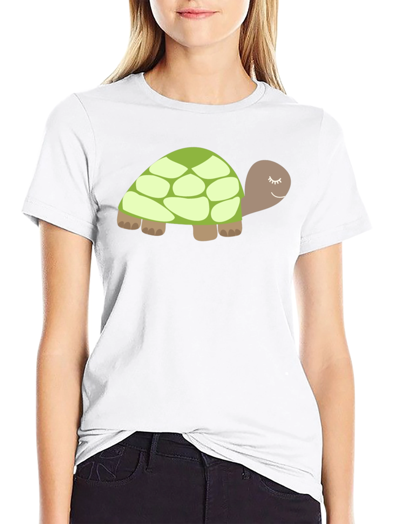 Black Cute Turtle Graphic Tee - Soft Black Cotton view 9