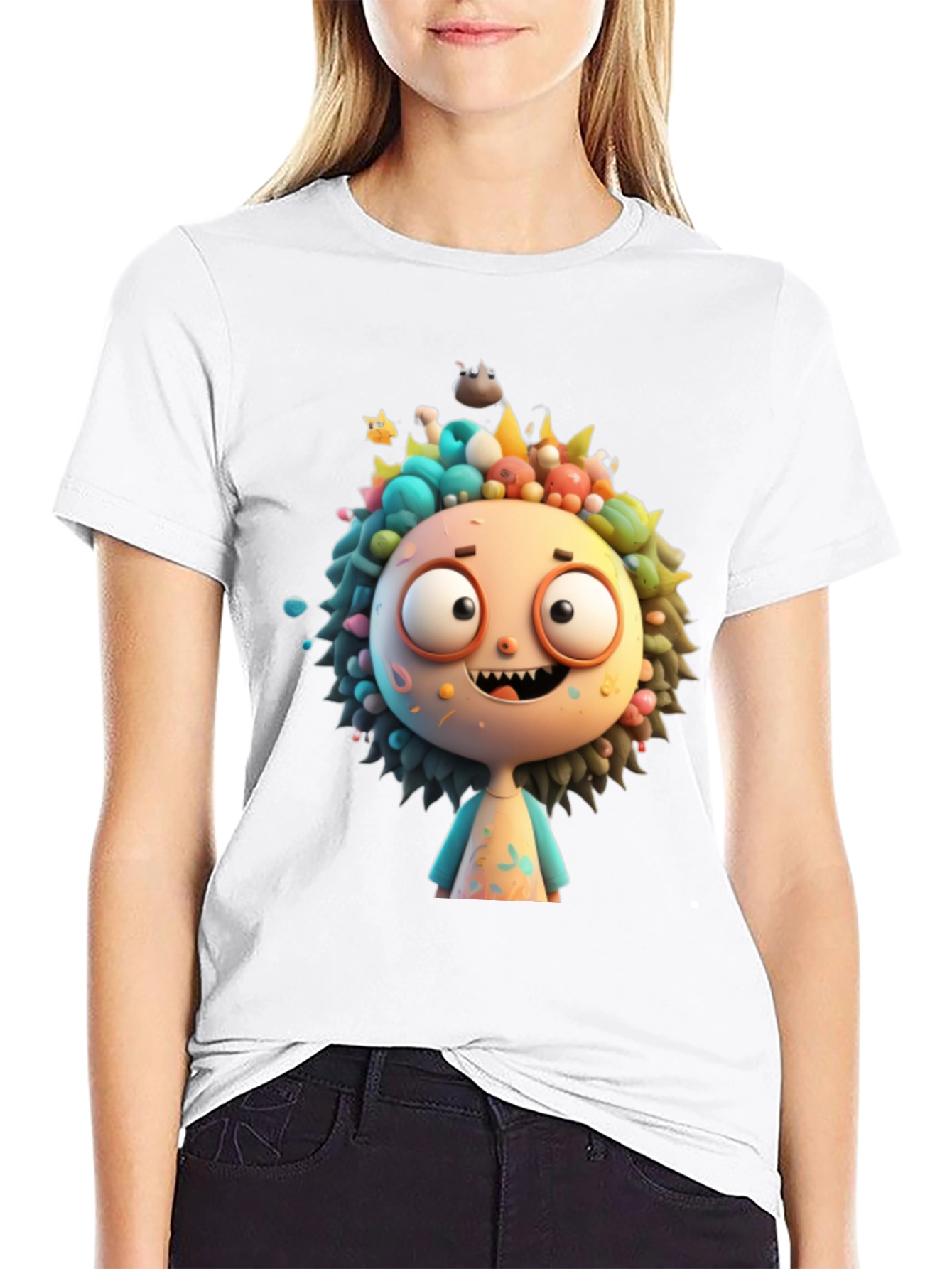Black Cartoon Character Graphic Tee - Funky and Fun! view 9
