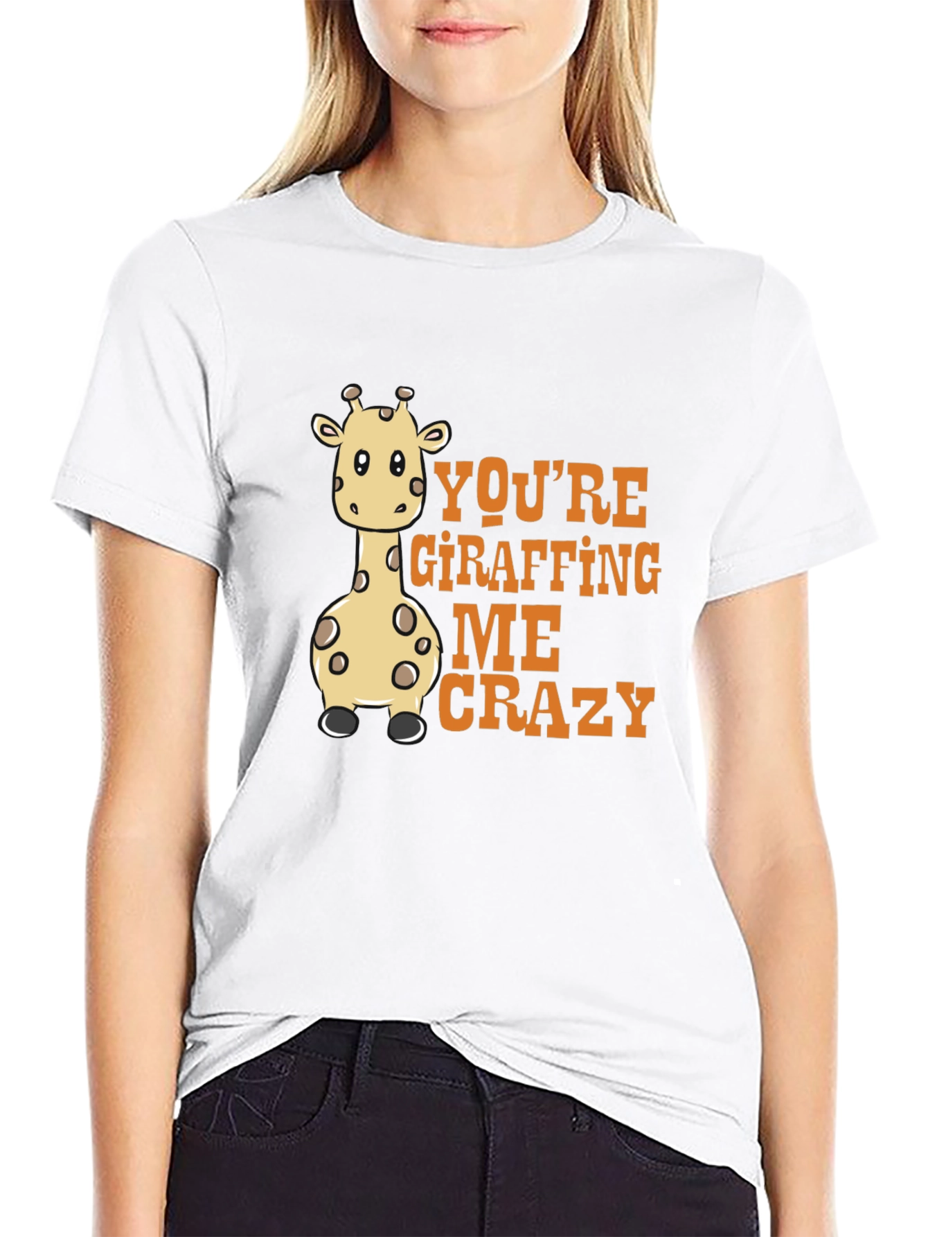 Black Giraffe Lover Tee - You're Giraffing Me Crazy view 9