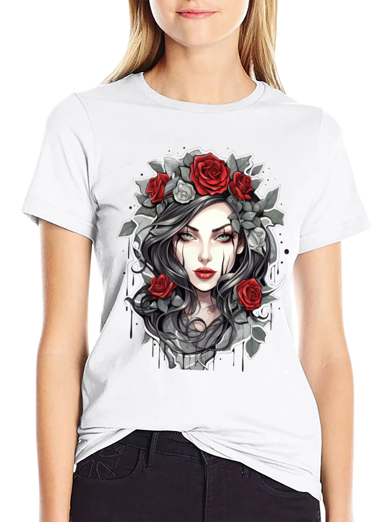 Black Gothic Rose T-Shirt - Dark Beauty Tee view 9