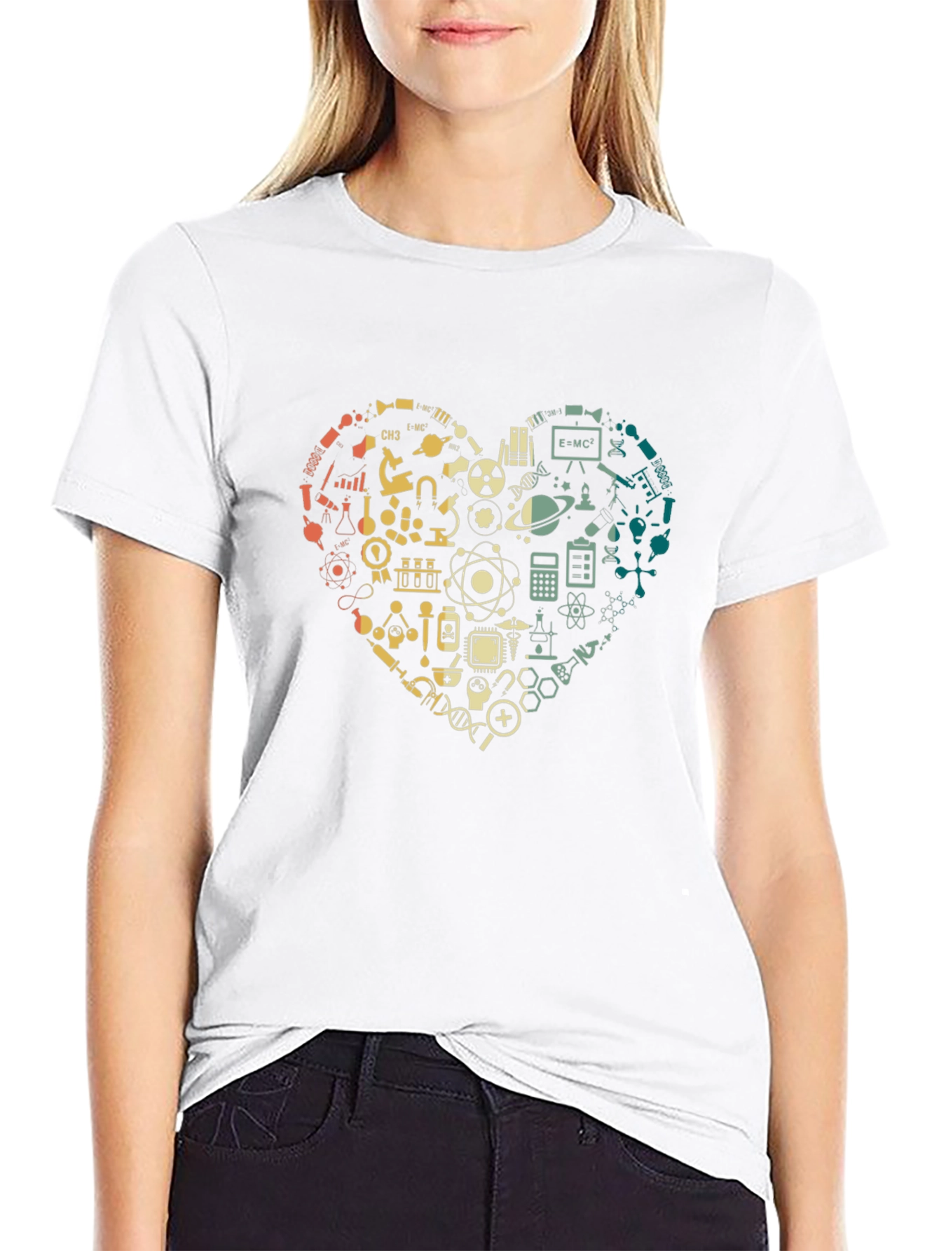 Black Science Lover Heart Graphic T-Shirt view 9