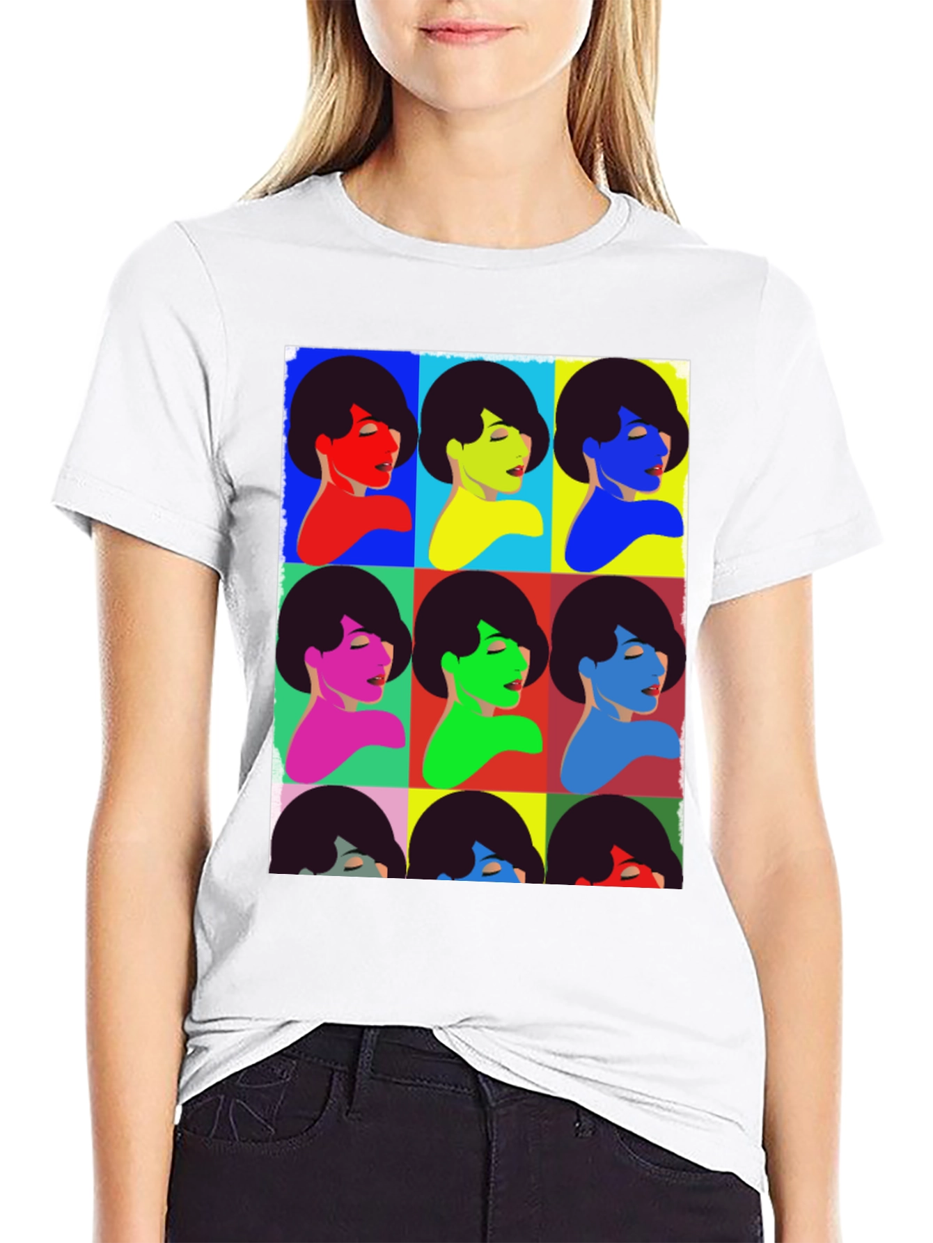 Black Pop Art Women Graphic Tee - Bold & Unique Design view 9