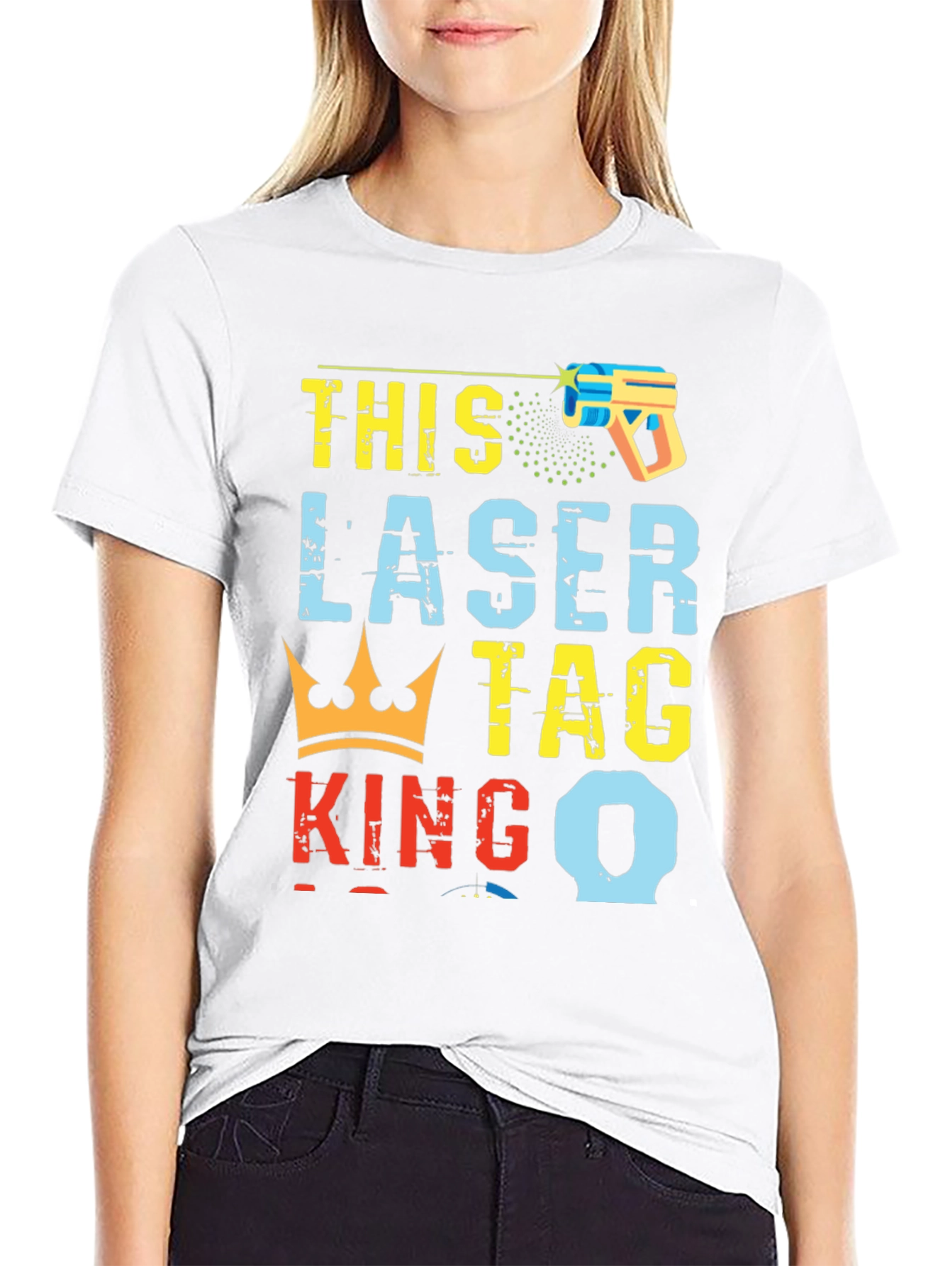 Black Laser Tag King T-Shirt - Unique Graphic Tee view 9