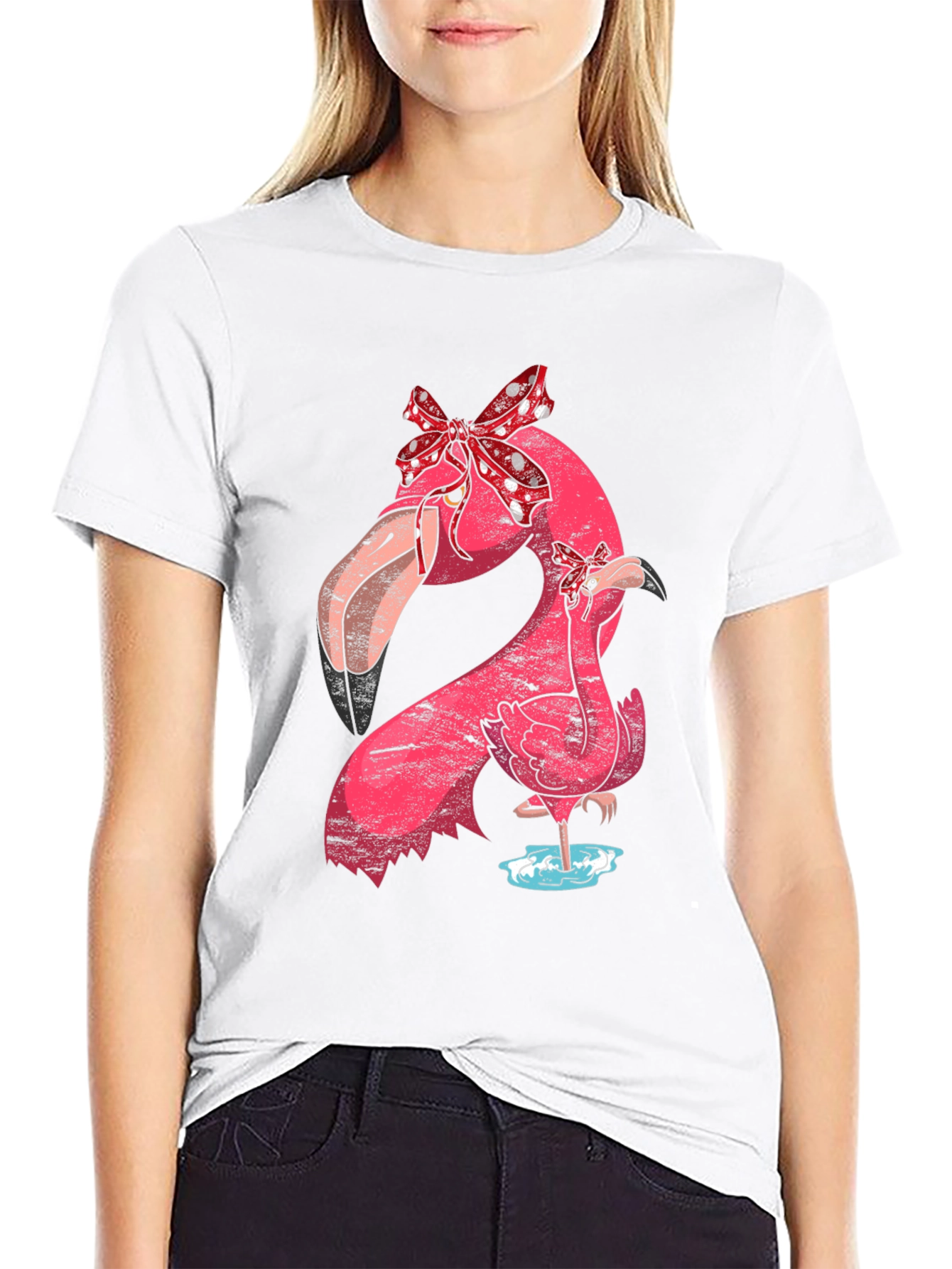 Black Flamingo Mom & Baby T-Shirt with Bows view 9