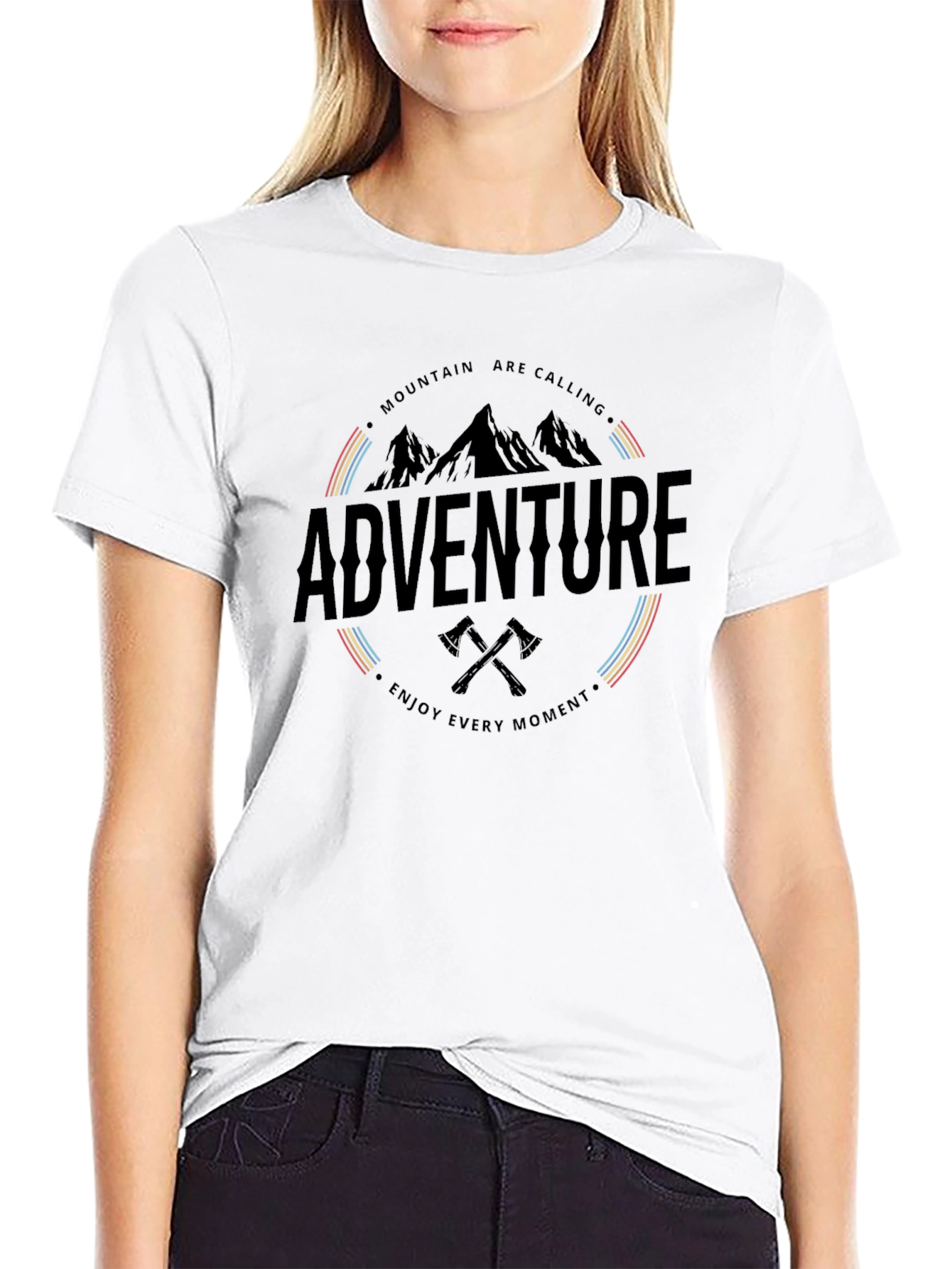 Black Adventure Awaits Graphic T-Shirt - Mountain Calling Tee view 9