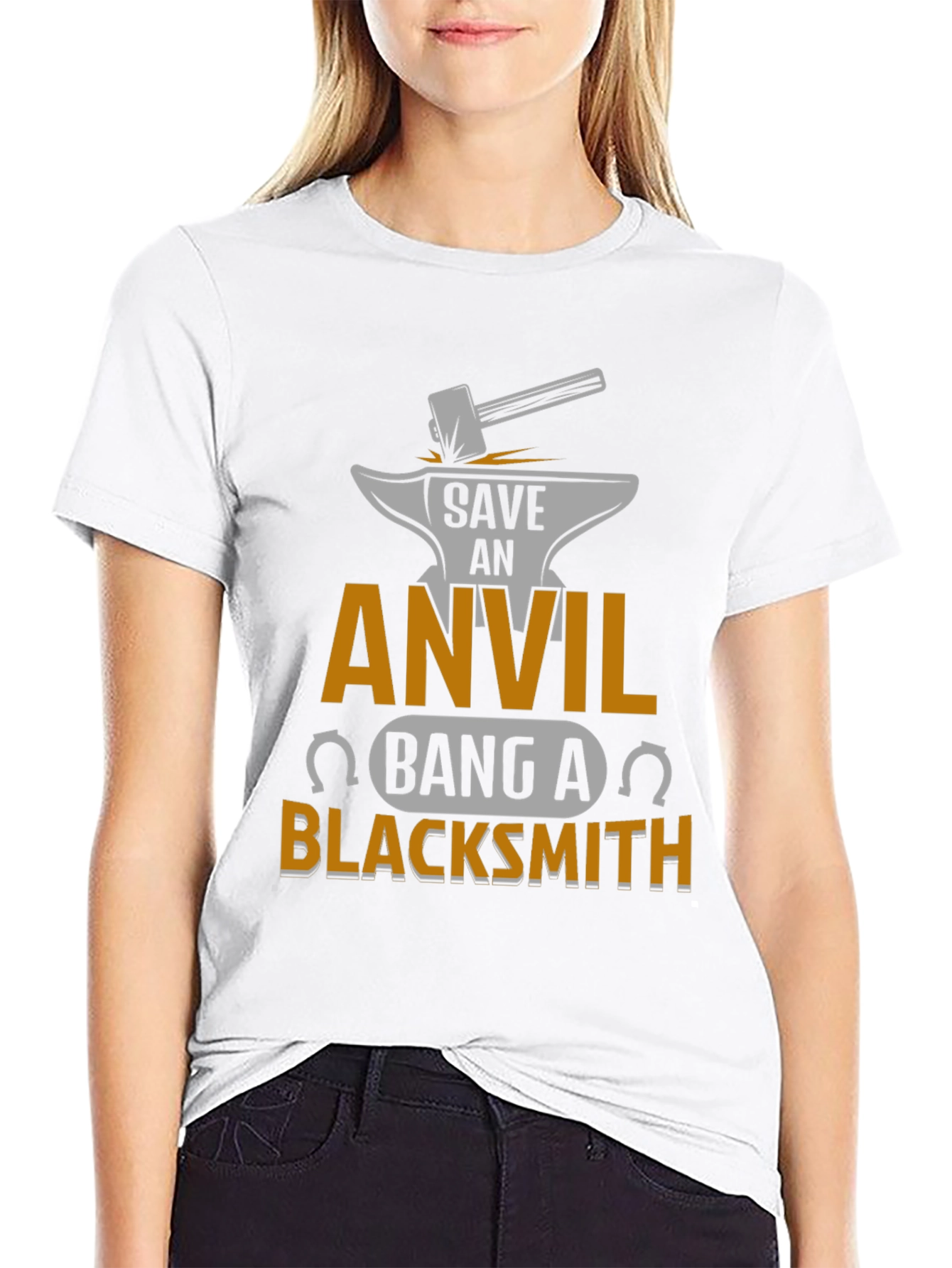 Black Save an Anvil Bang a Blacksmith T-Shirt view 9