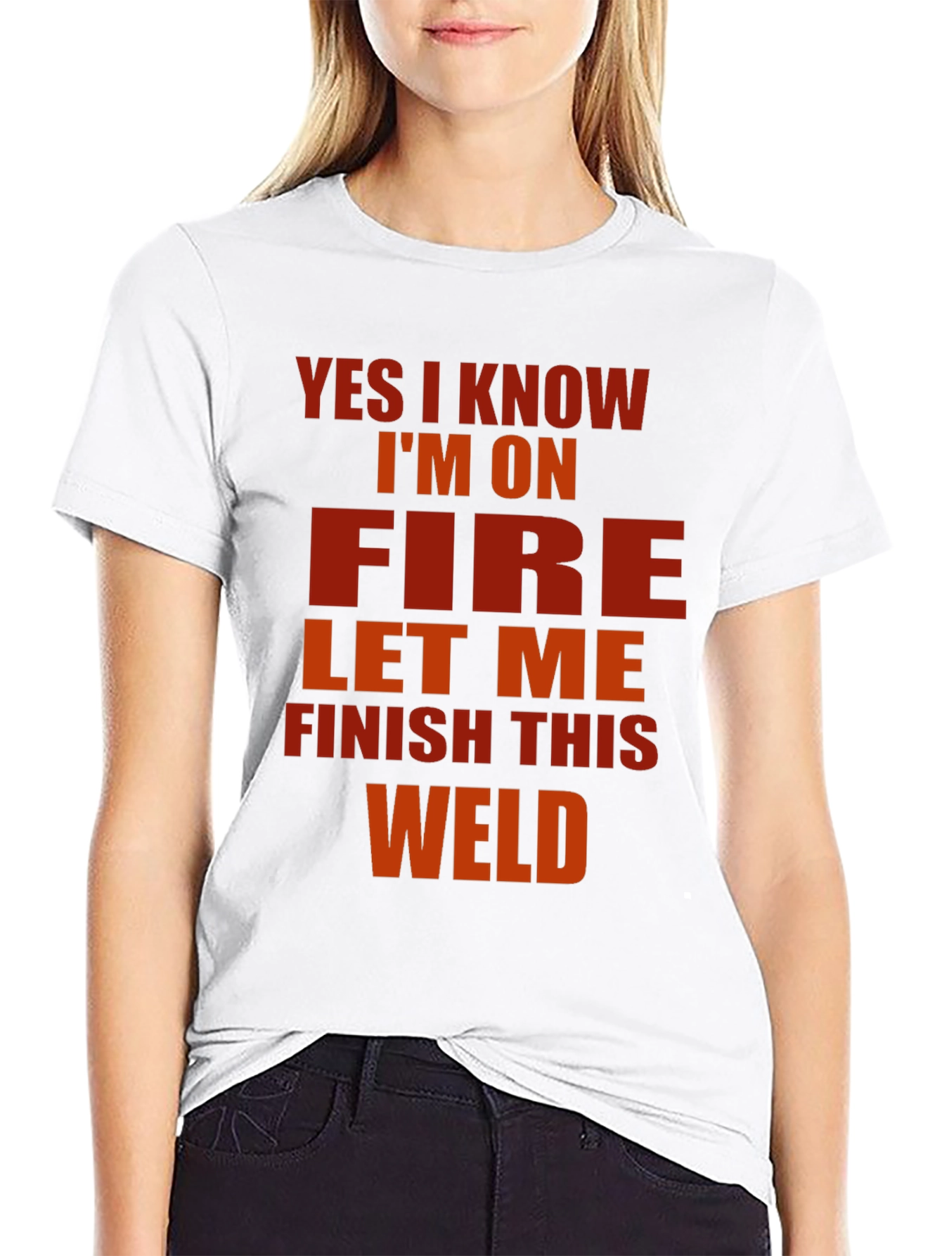 Black Yes I Know I'm On Fire Welder T-Shirt view 9