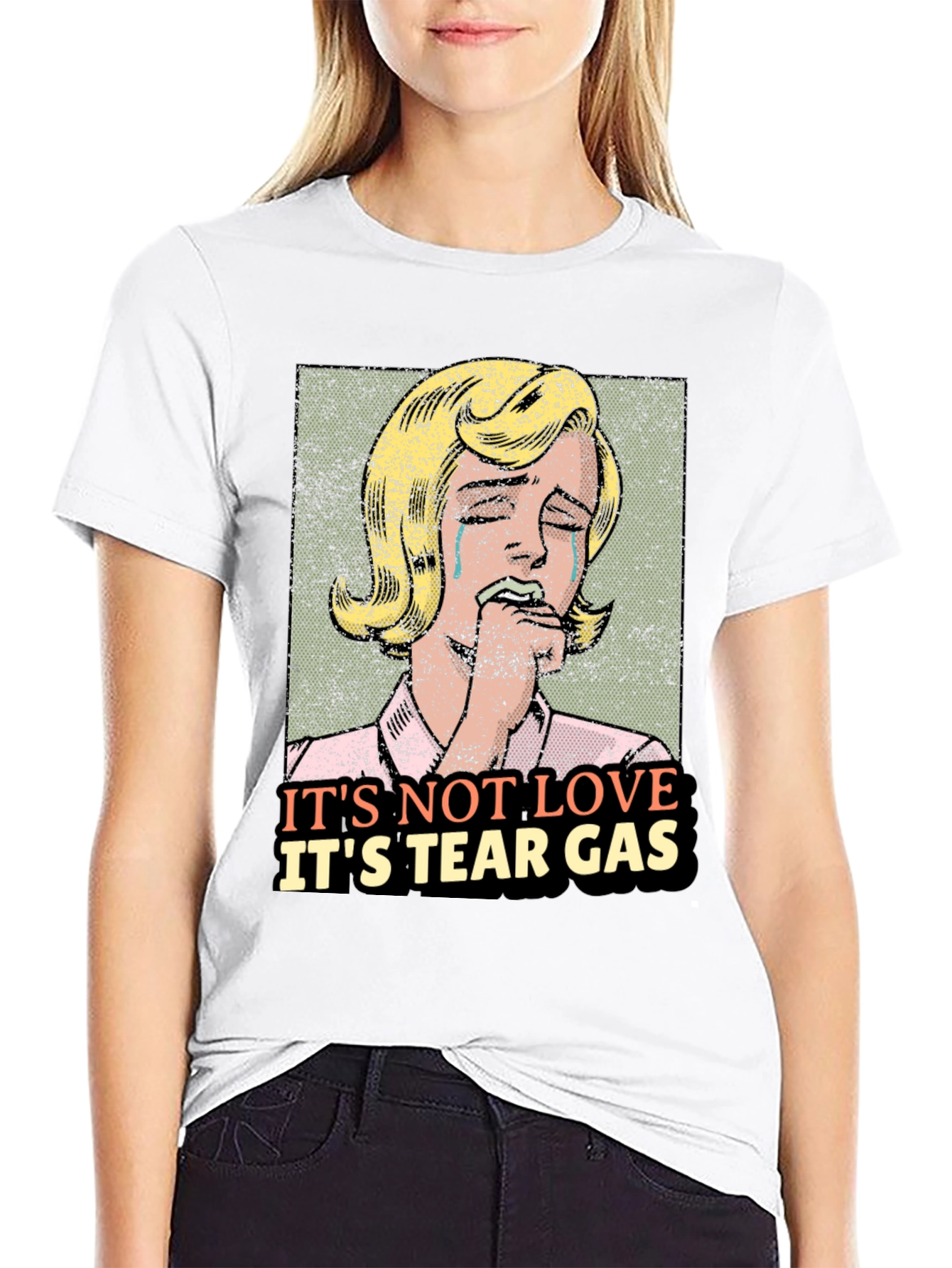 Black It's Not Love It's Tear Gas Graphic Tee view 9