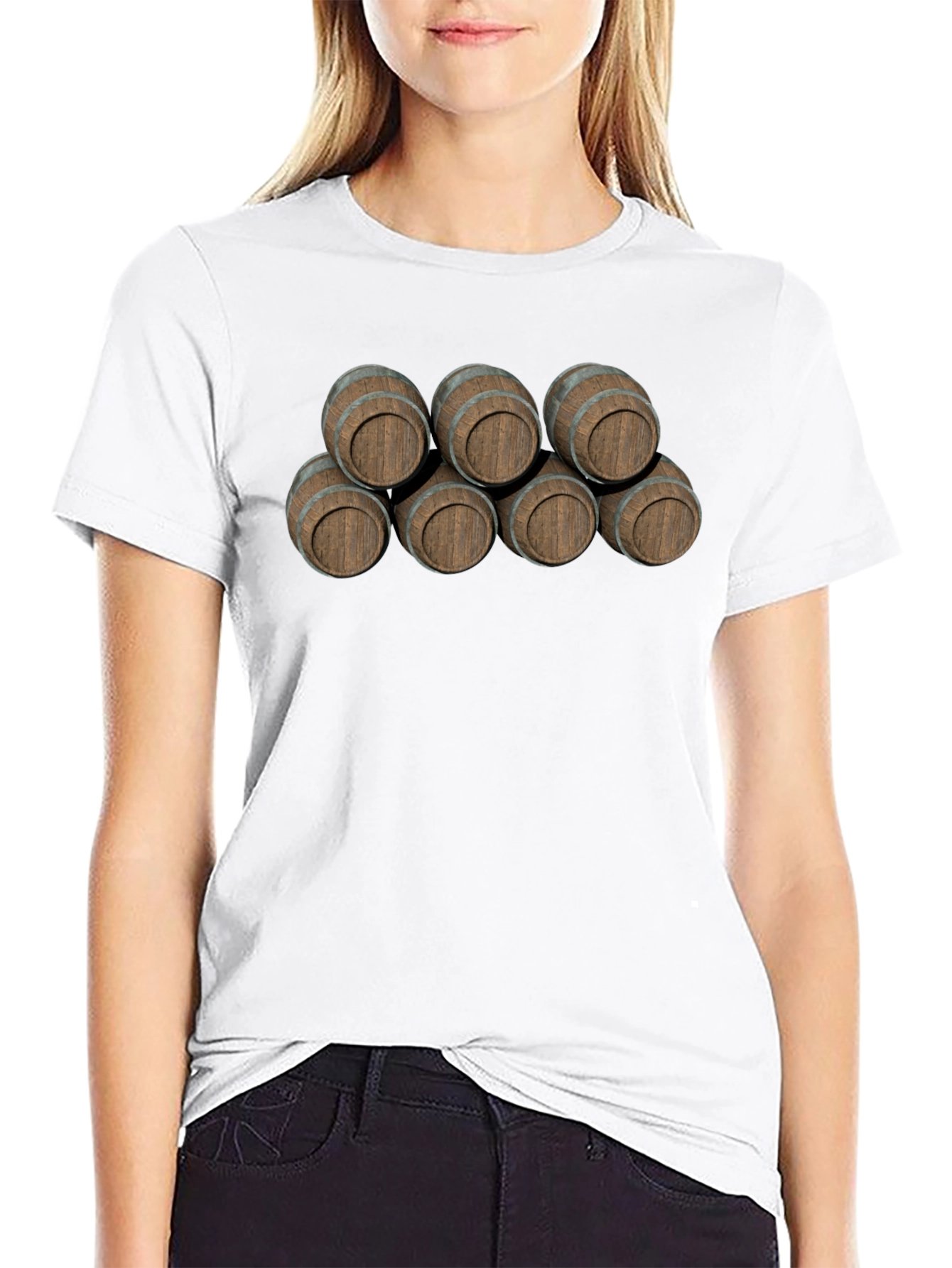 Black Novelty Barrel Stack Graphic Tee - Black view 9