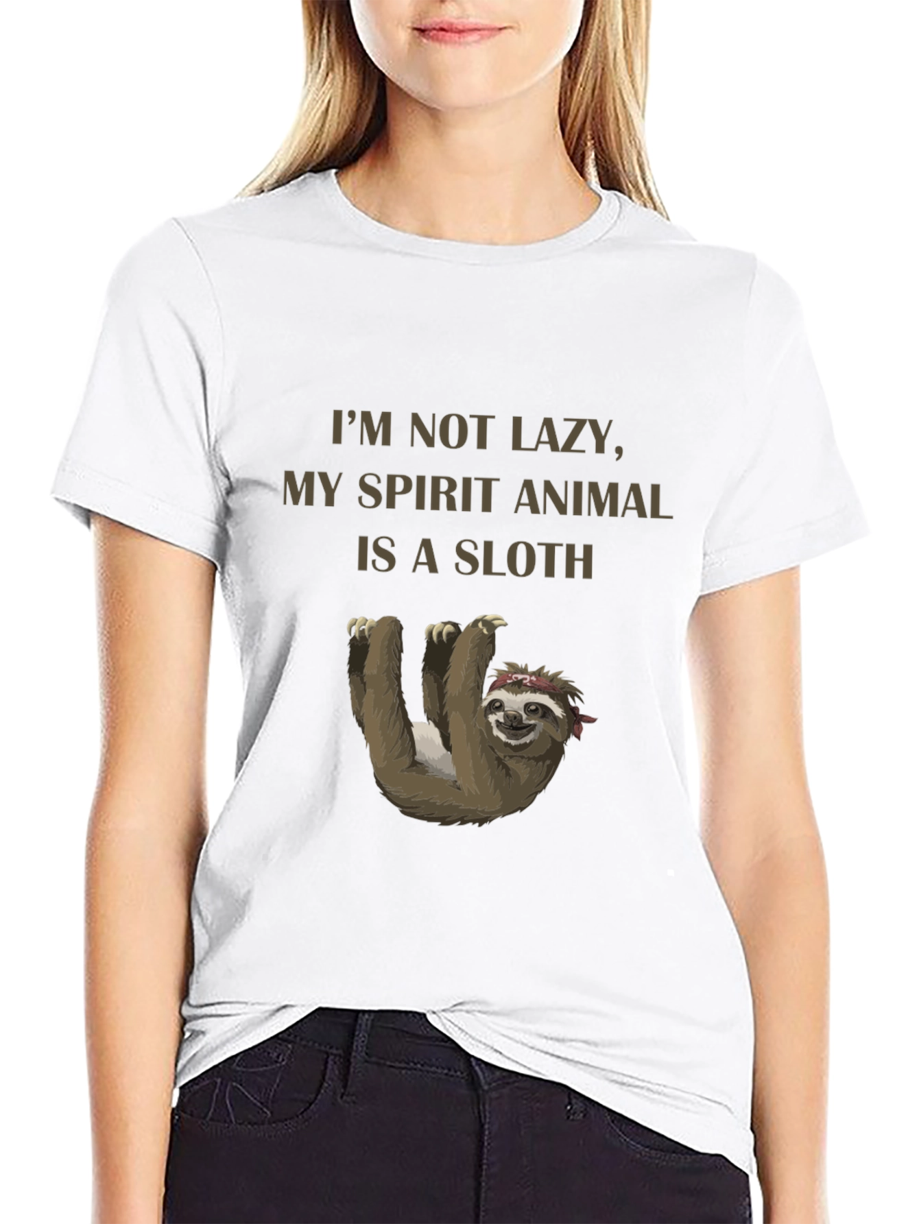 Black I'm Not Lazy Sloth Graphic T-Shirt view 9