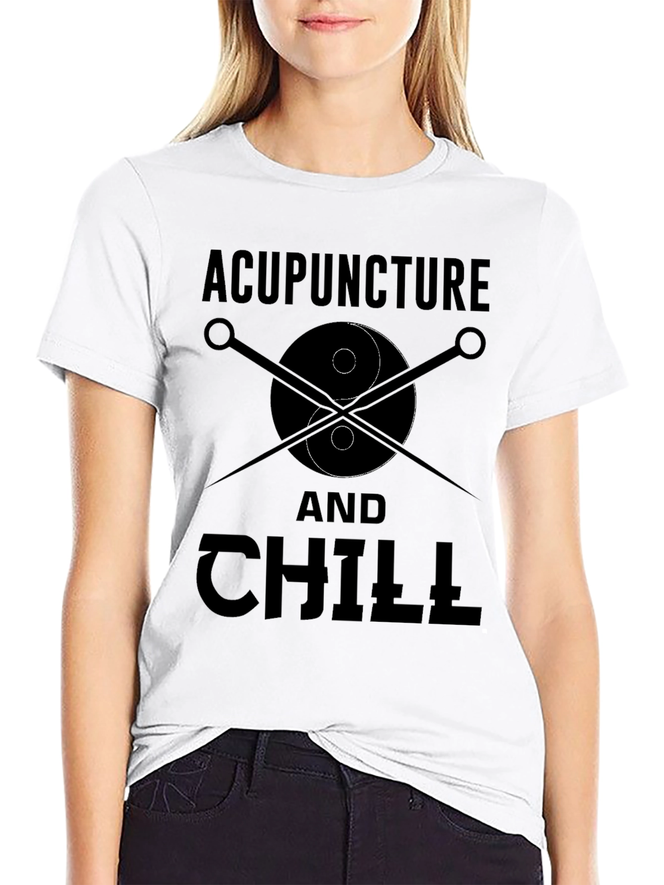 Black Acupuncture and Chill Black Graphic Tee view 9