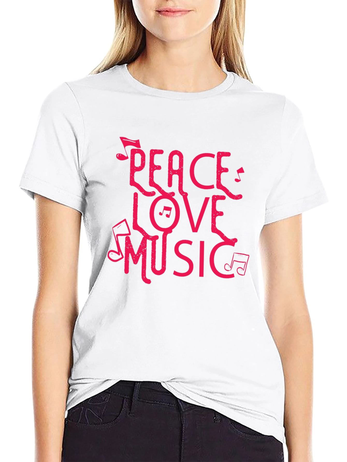 Black Peace Love Music Black Graphic T-Shirt view 9