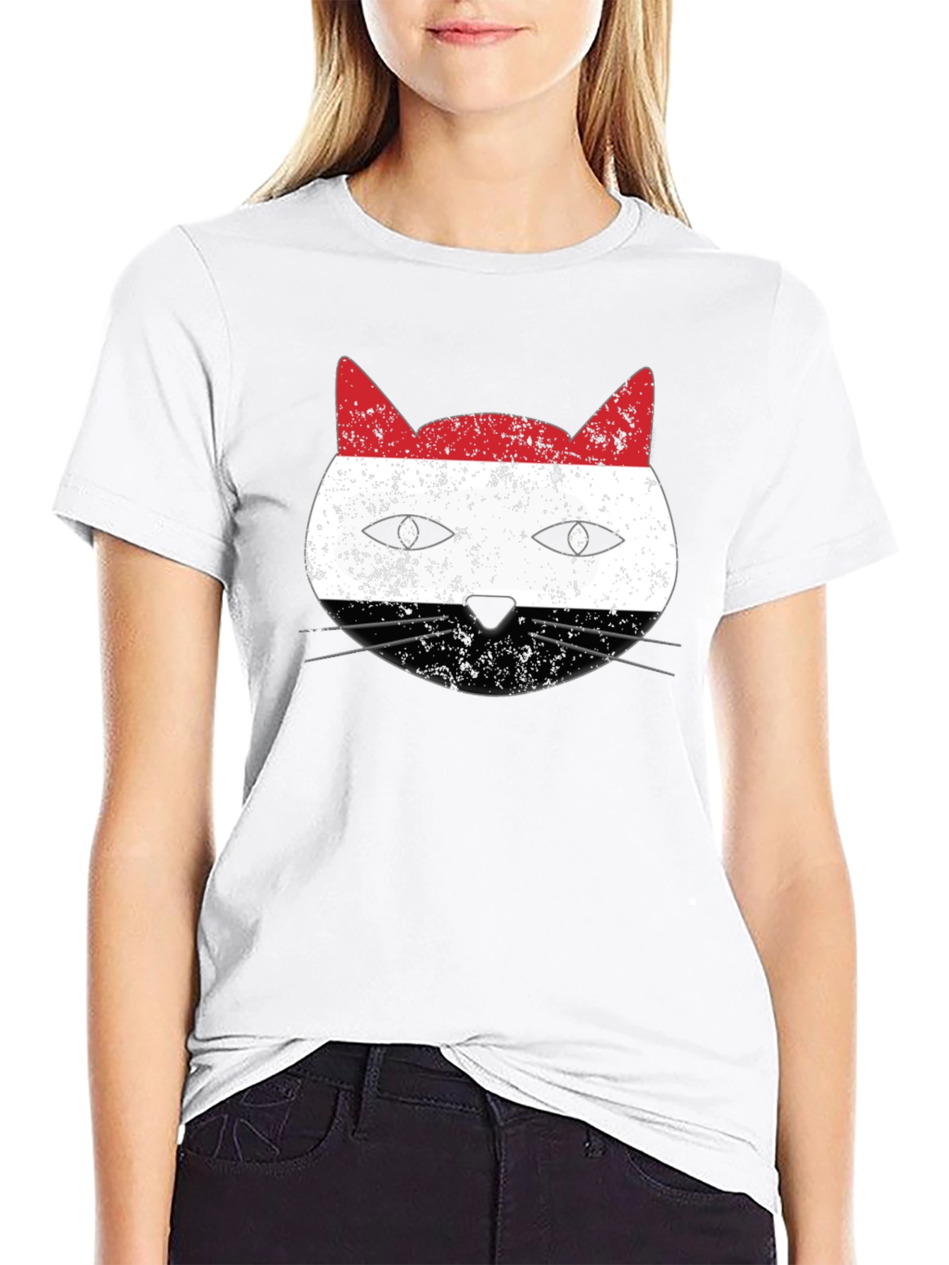 Yemen Flag Cat Graphic T-Shirt - 9