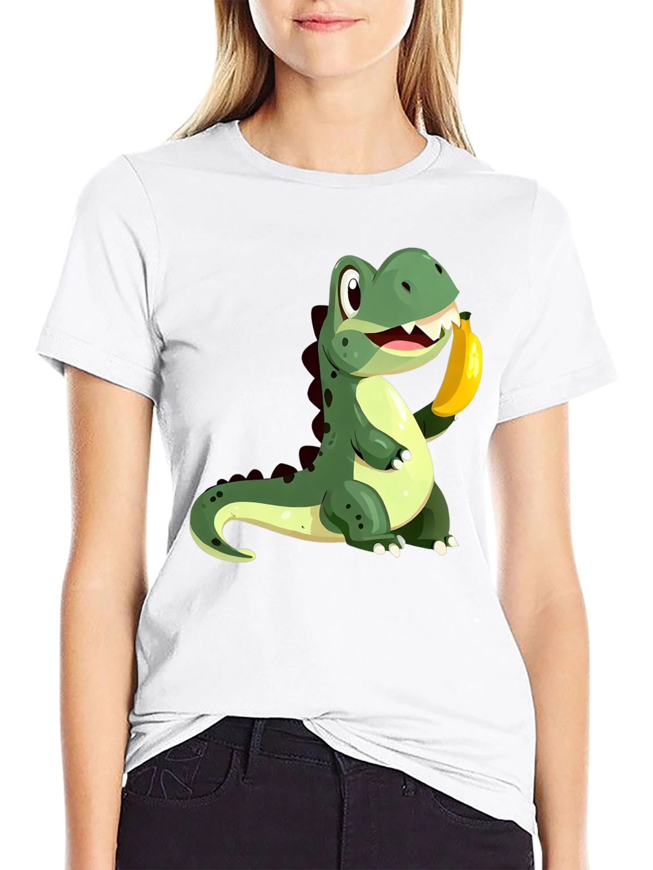 Black Dino Banana Black T-Shirt view 9