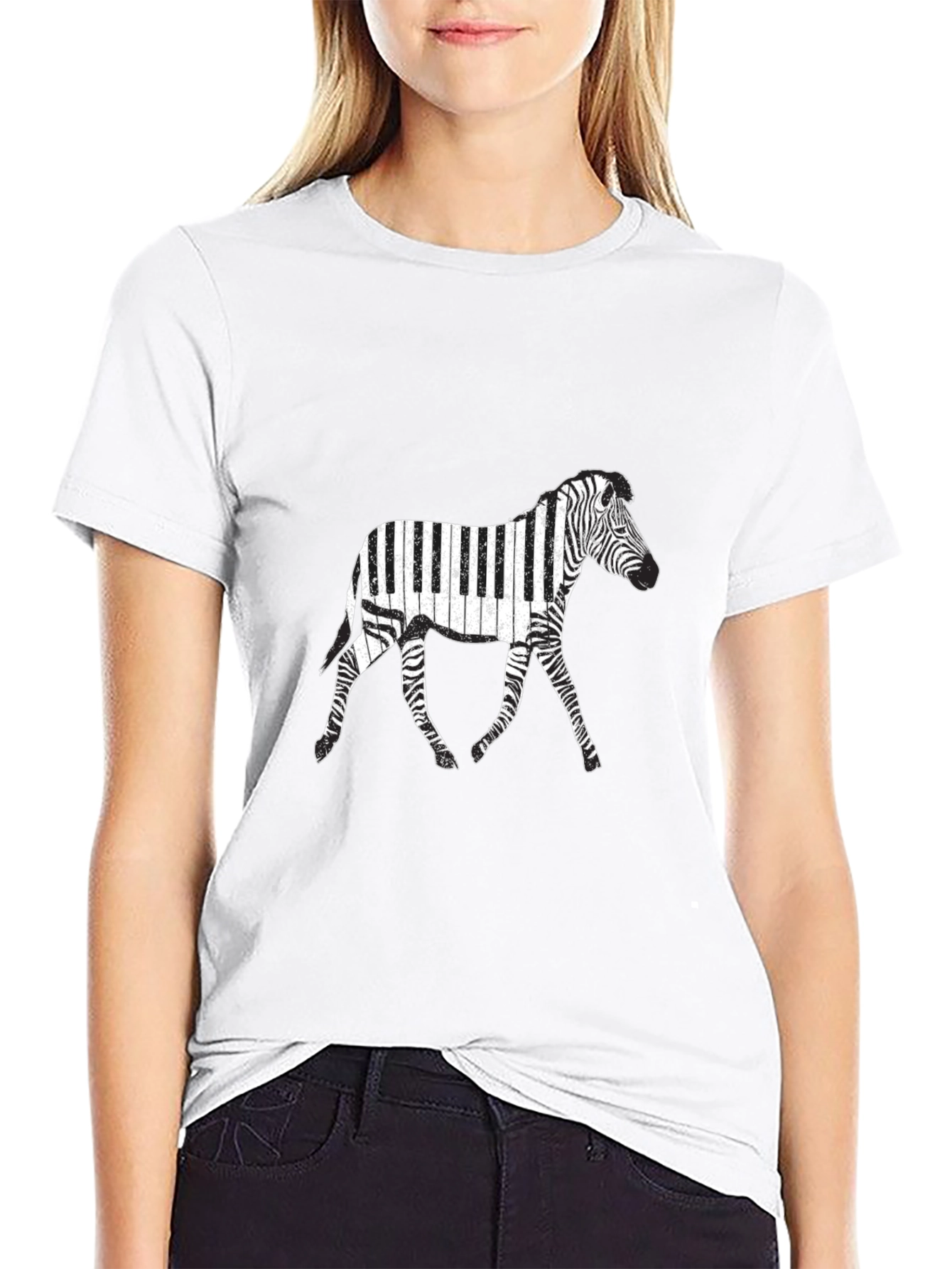 Black Piano Zebra Graphic Tee - Black view 9