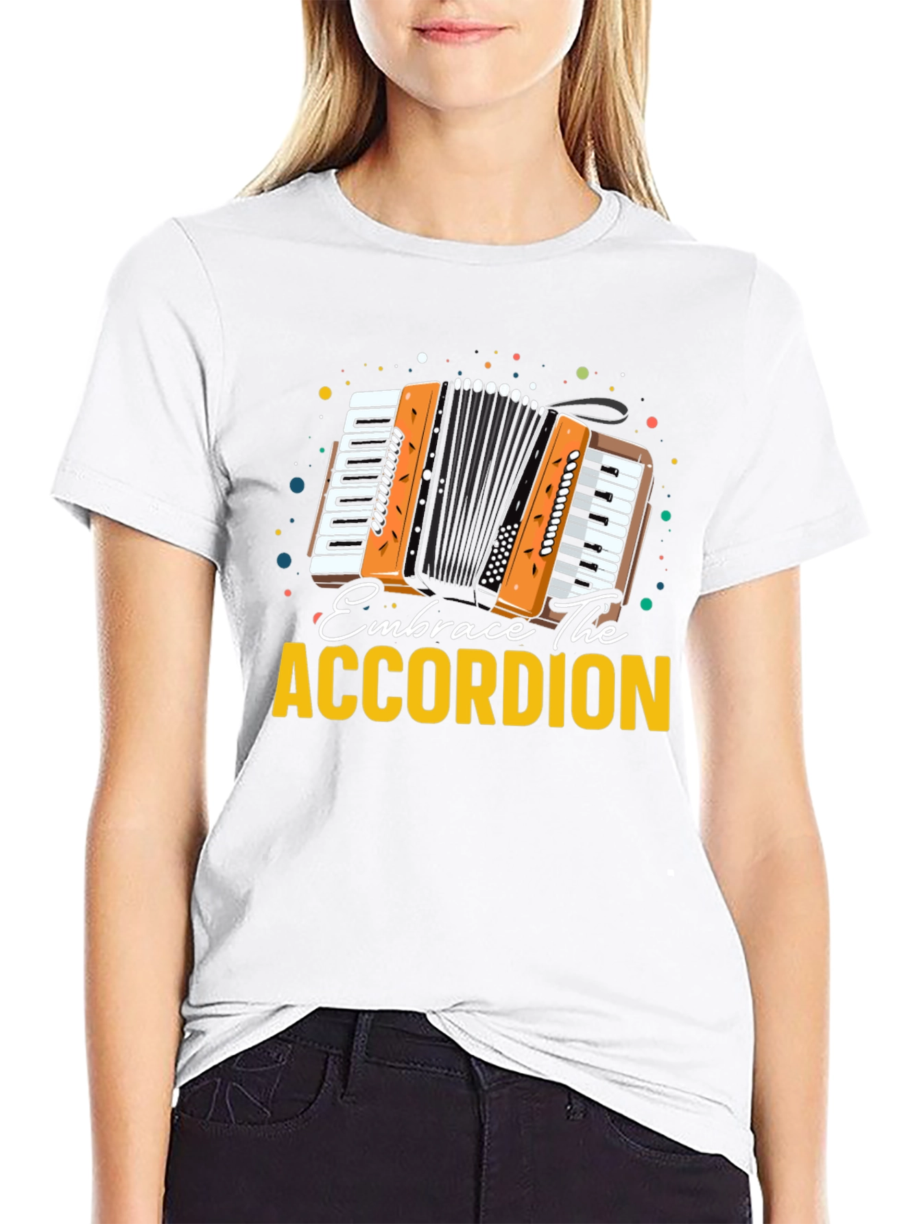 Black Embrace The Accordion Black Graphic Tee view 9