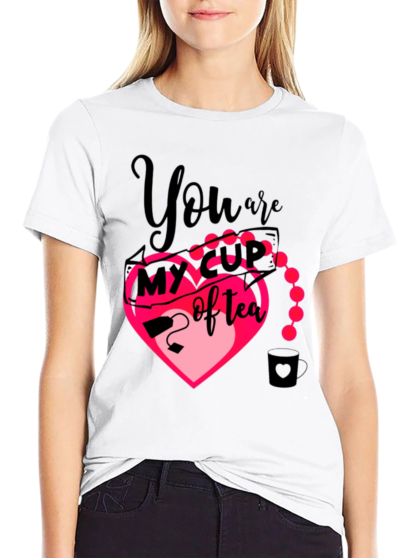 Black My Cup of Tea Heart Graphic T-Shirt view 9