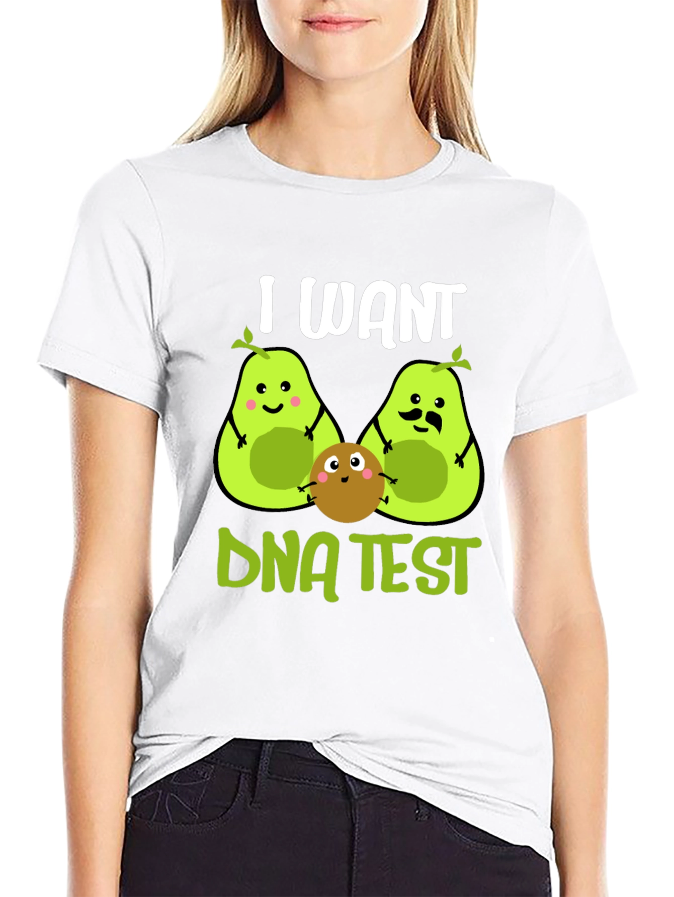 Black I Want DNA Test Funny Avocado T-Shirt view 9