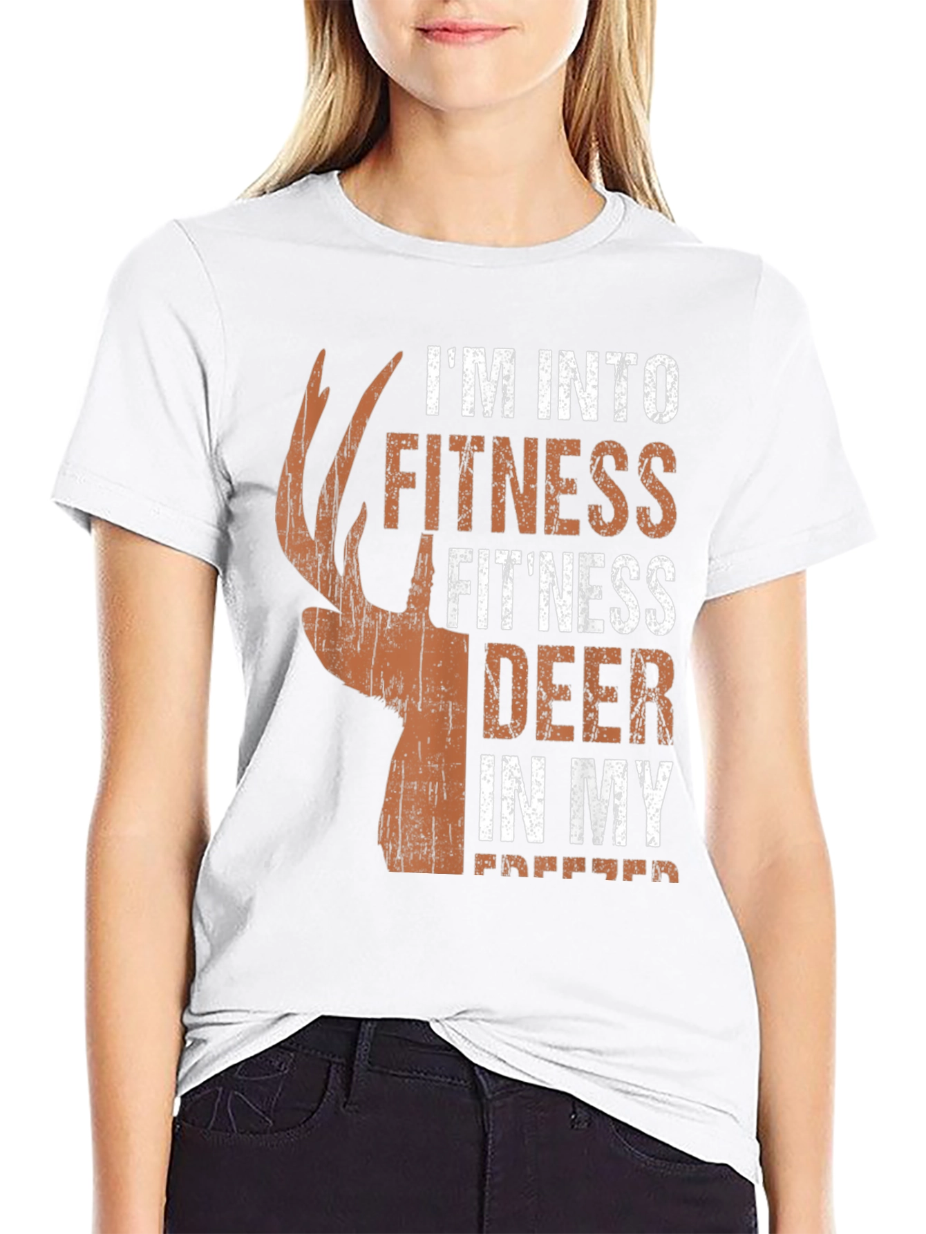 Black Fitness Deer Hunting T-Shirt - Novelty Graphic Tee view 9