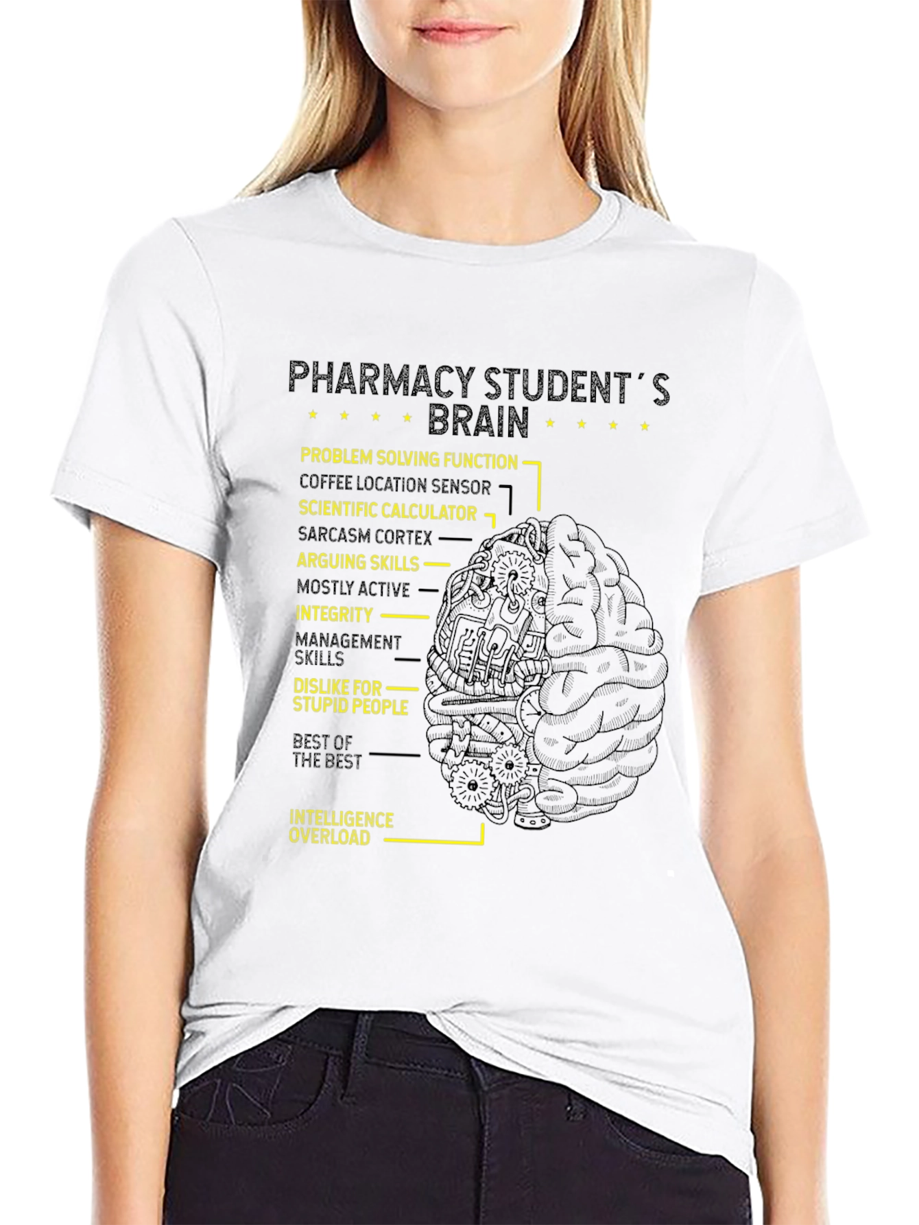 Black Pharmacy Student Brain T-Shirt view 9