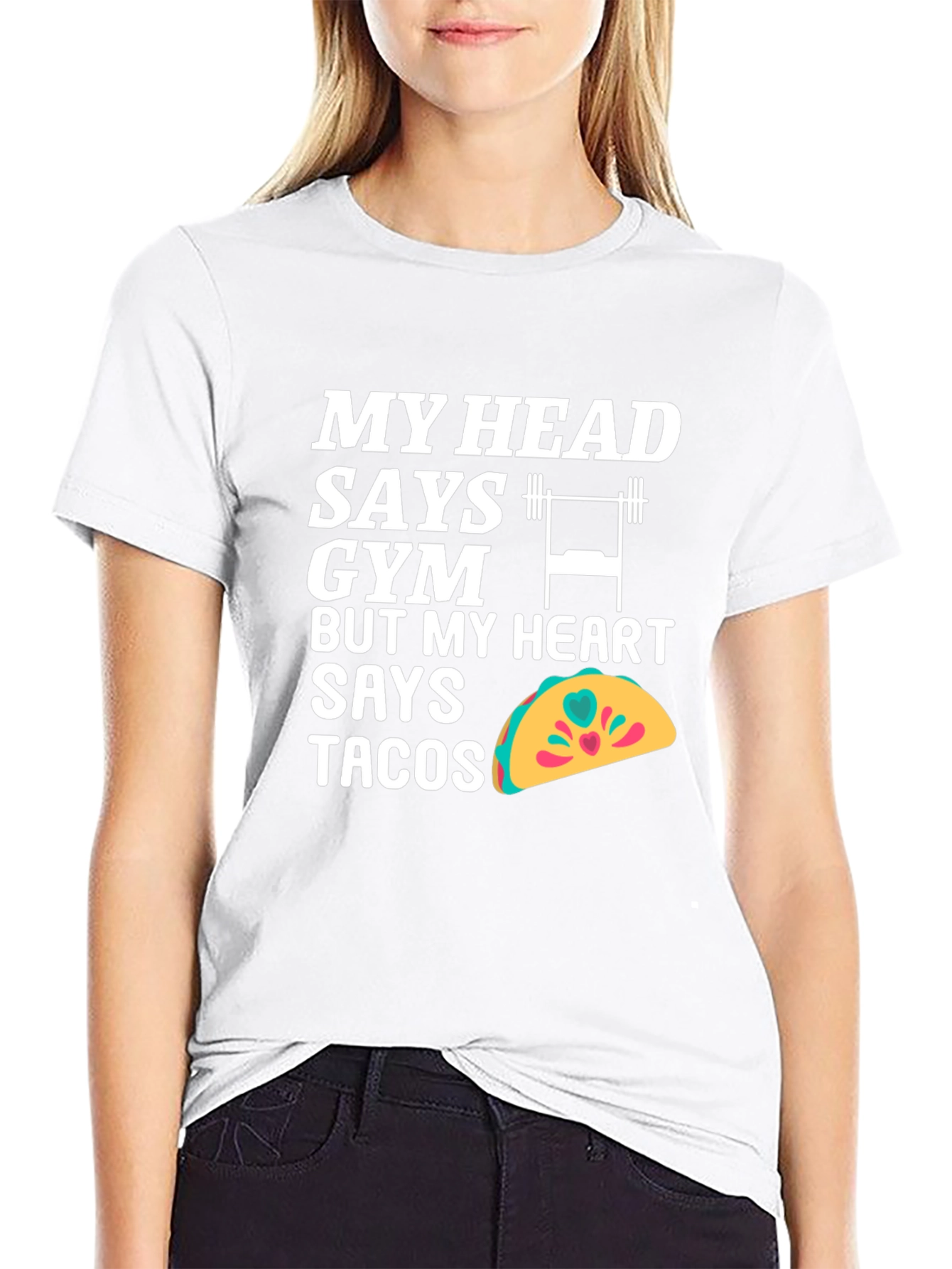 Black Funny Gym and Taco Lover T-Shirt view 9