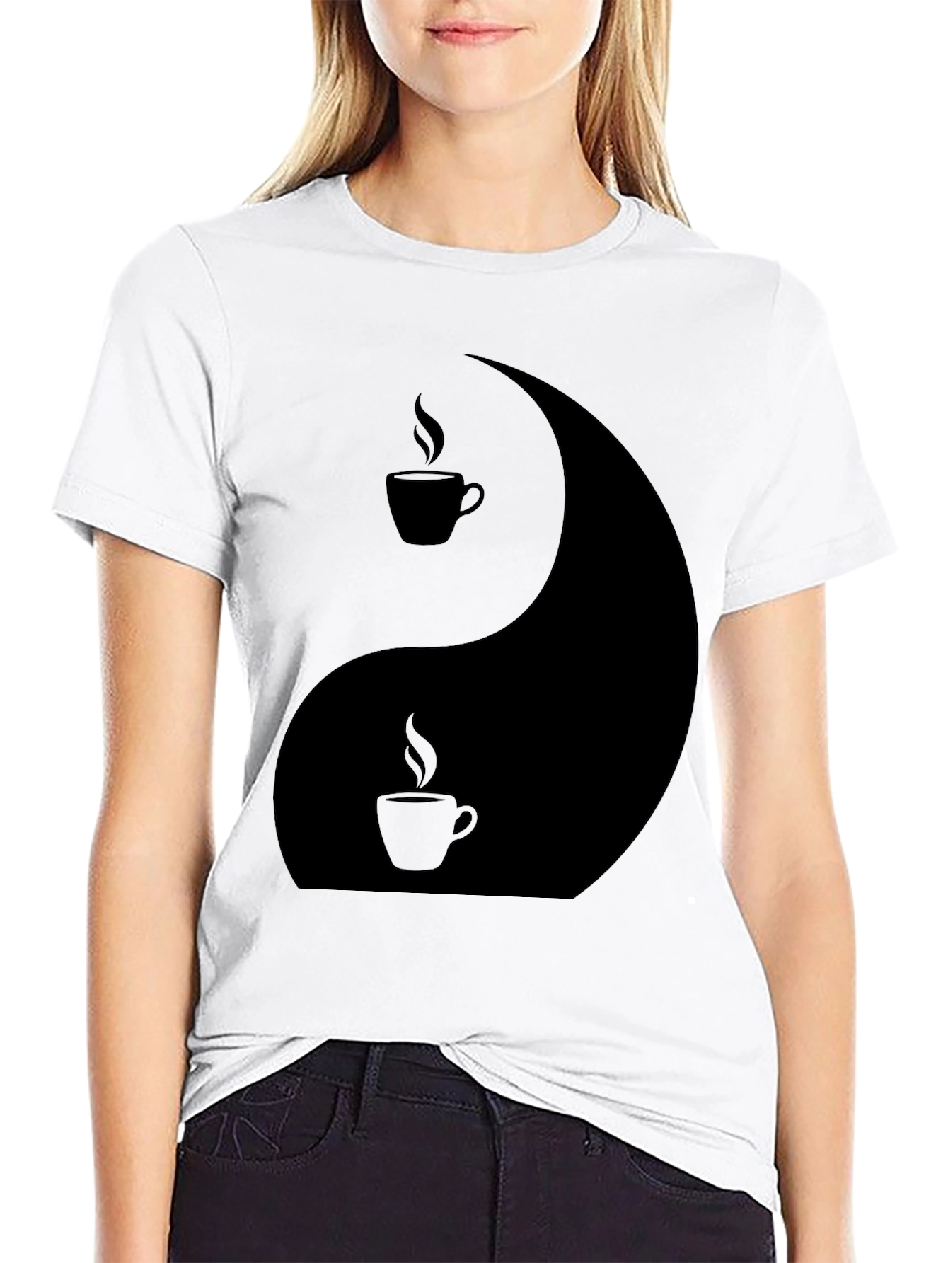 Black Yin Yang Coffee T-Shirt - Balance Your Brew view 9