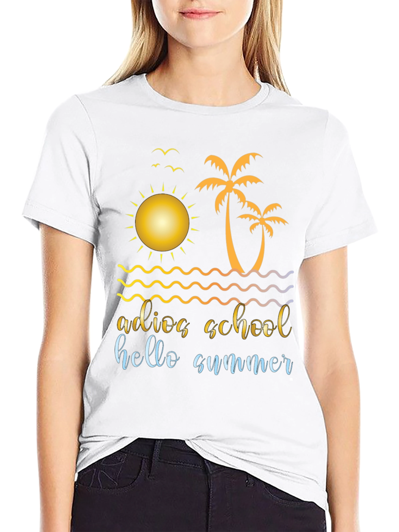 Black Adios School Hello Summer Graphic Tee view 9