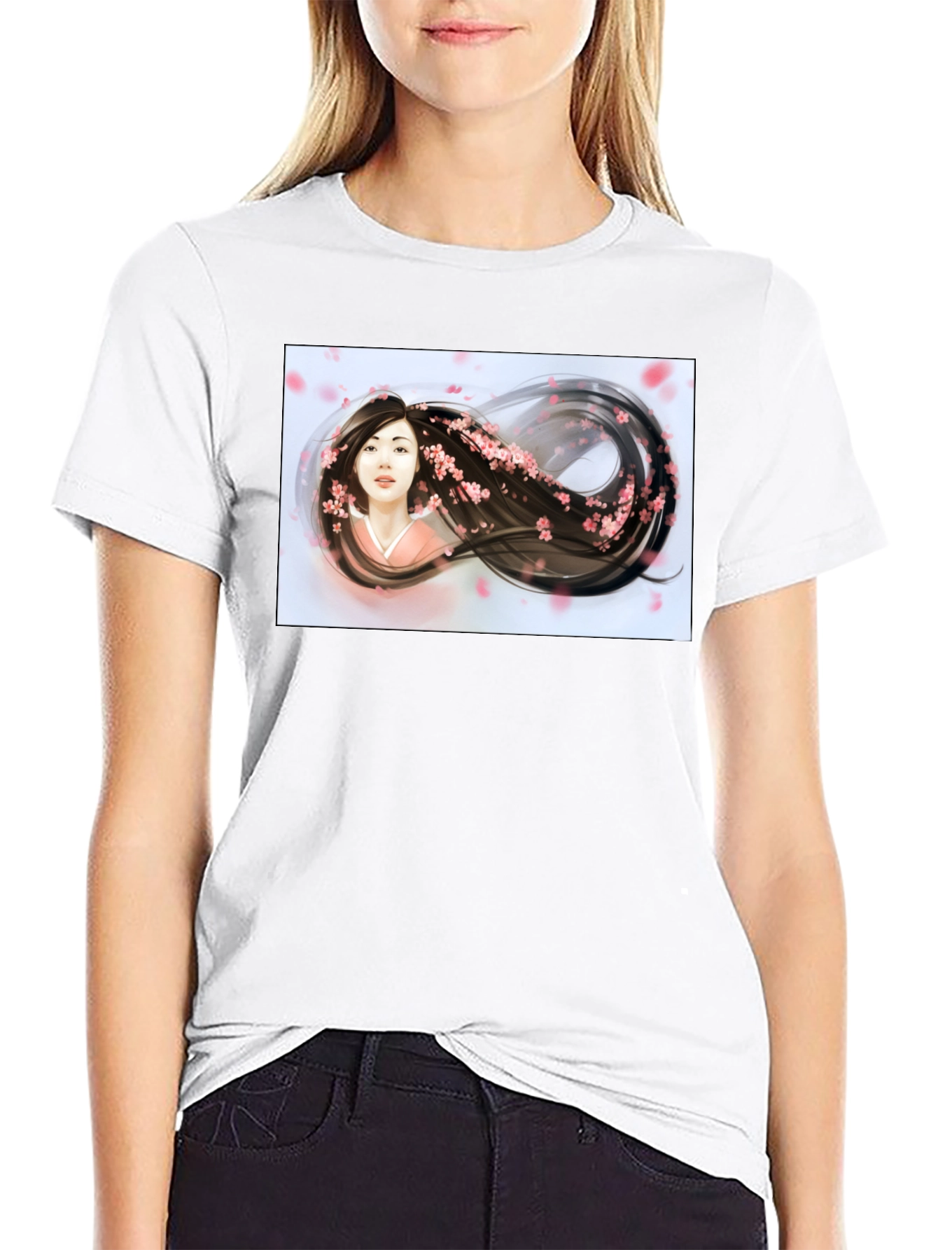 Black Sakura Dream T-Shirt - Artistic Graphic Tee view 9