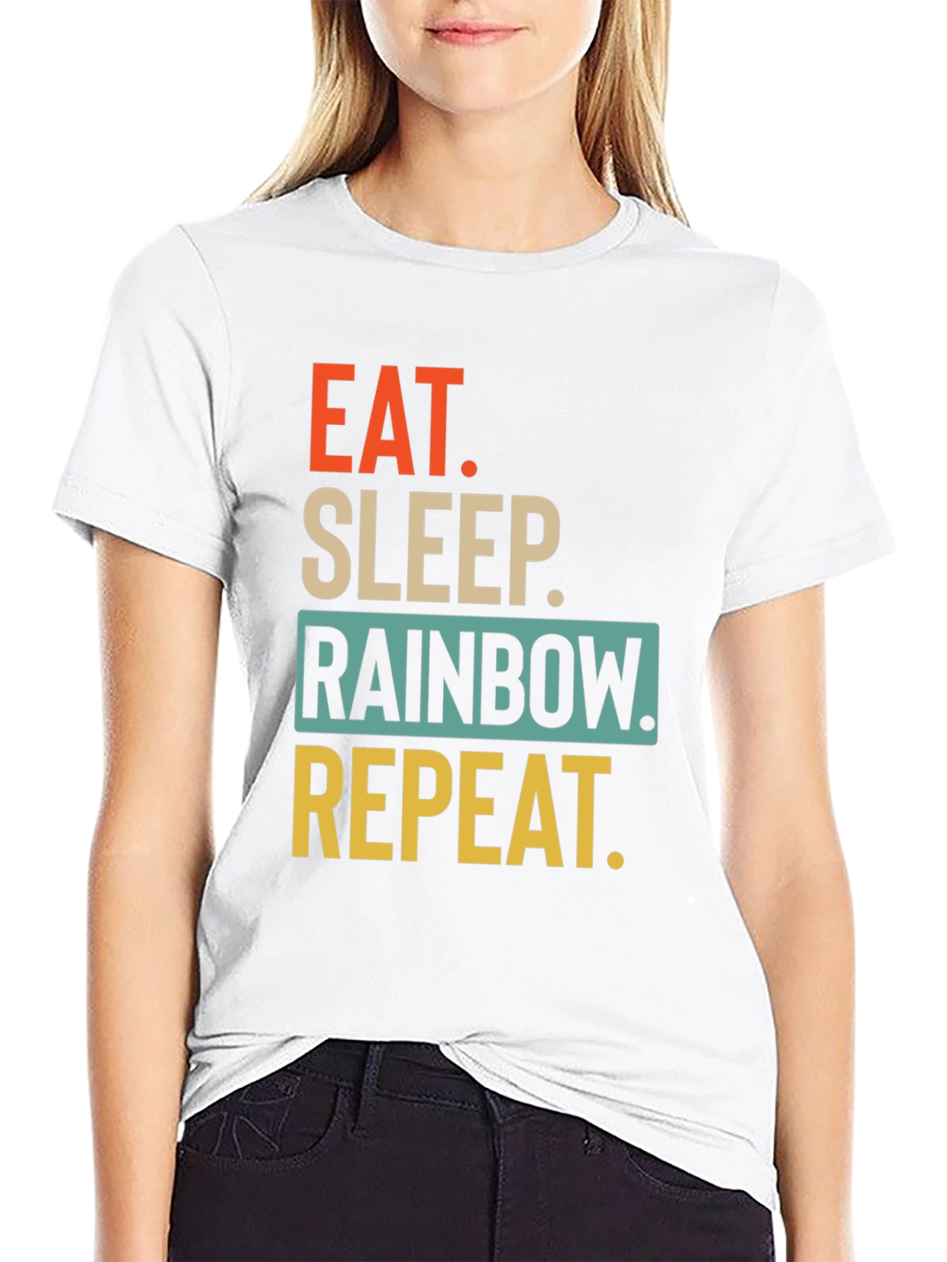 Black Eat Sleep Rainbow Repeat Graphic T-Shirt view 9