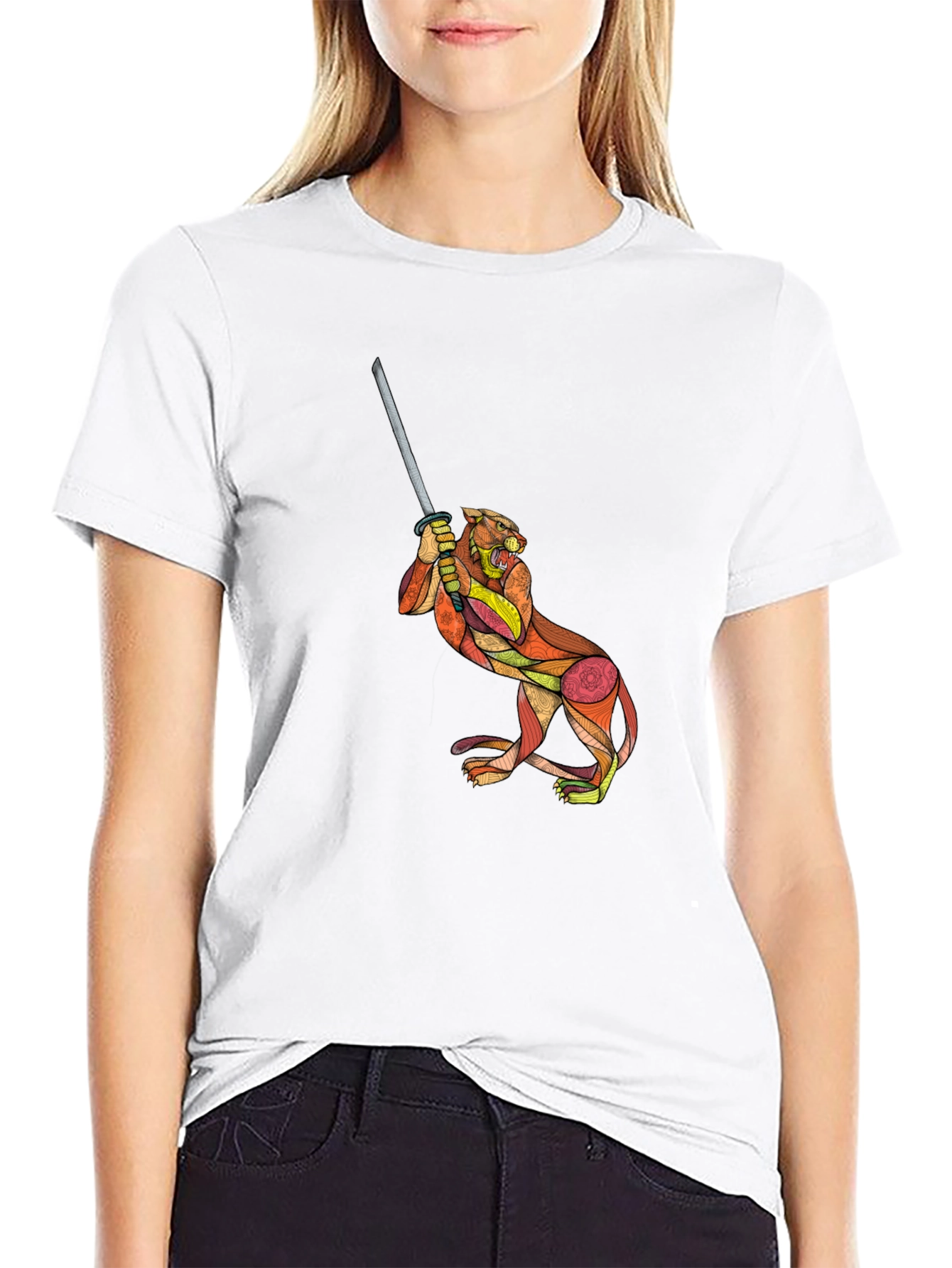 Black Tiger Katana Graphic T-Shirt view 9