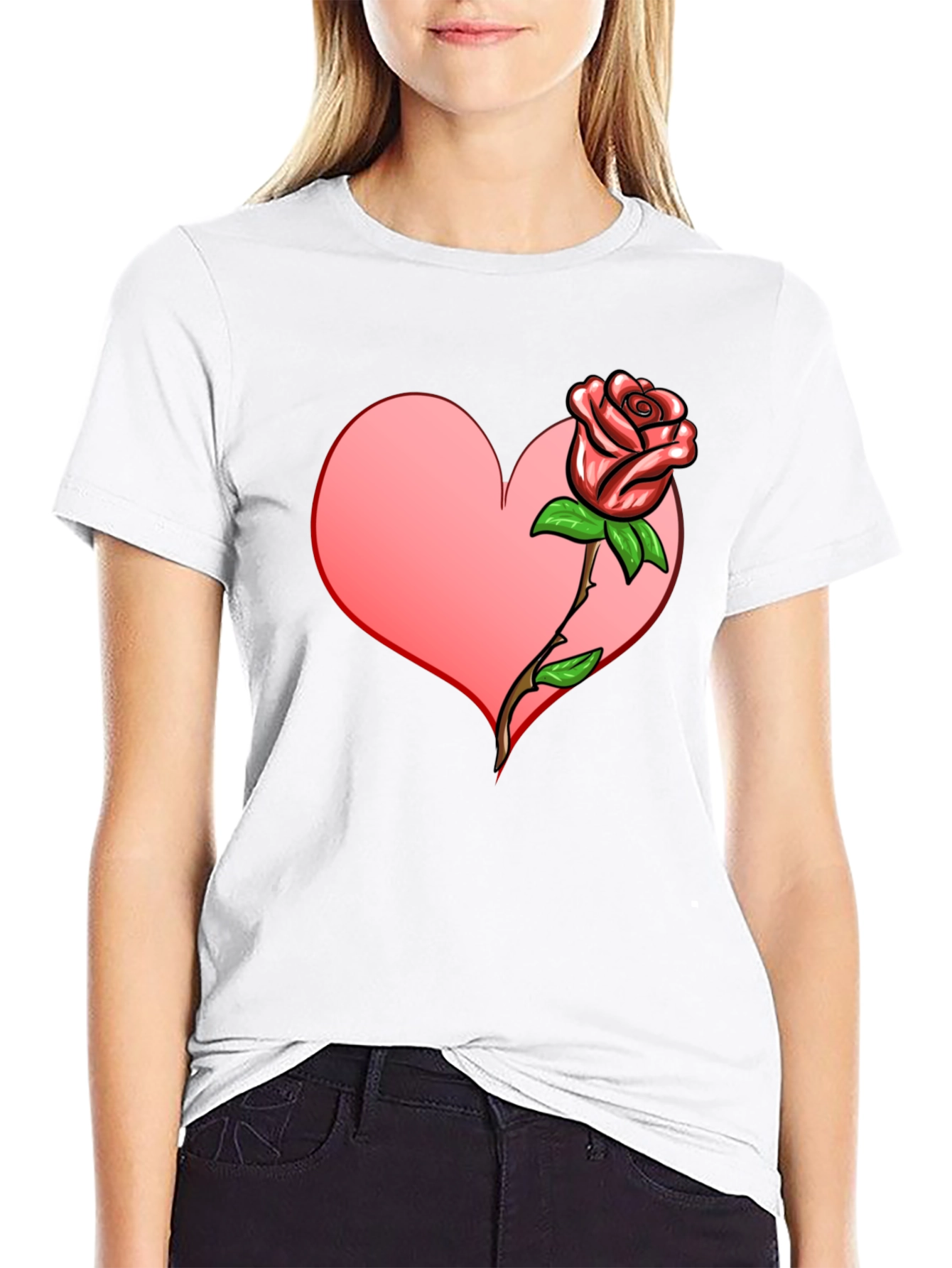 Black Heart & Rose Graphic T-Shirt view 9