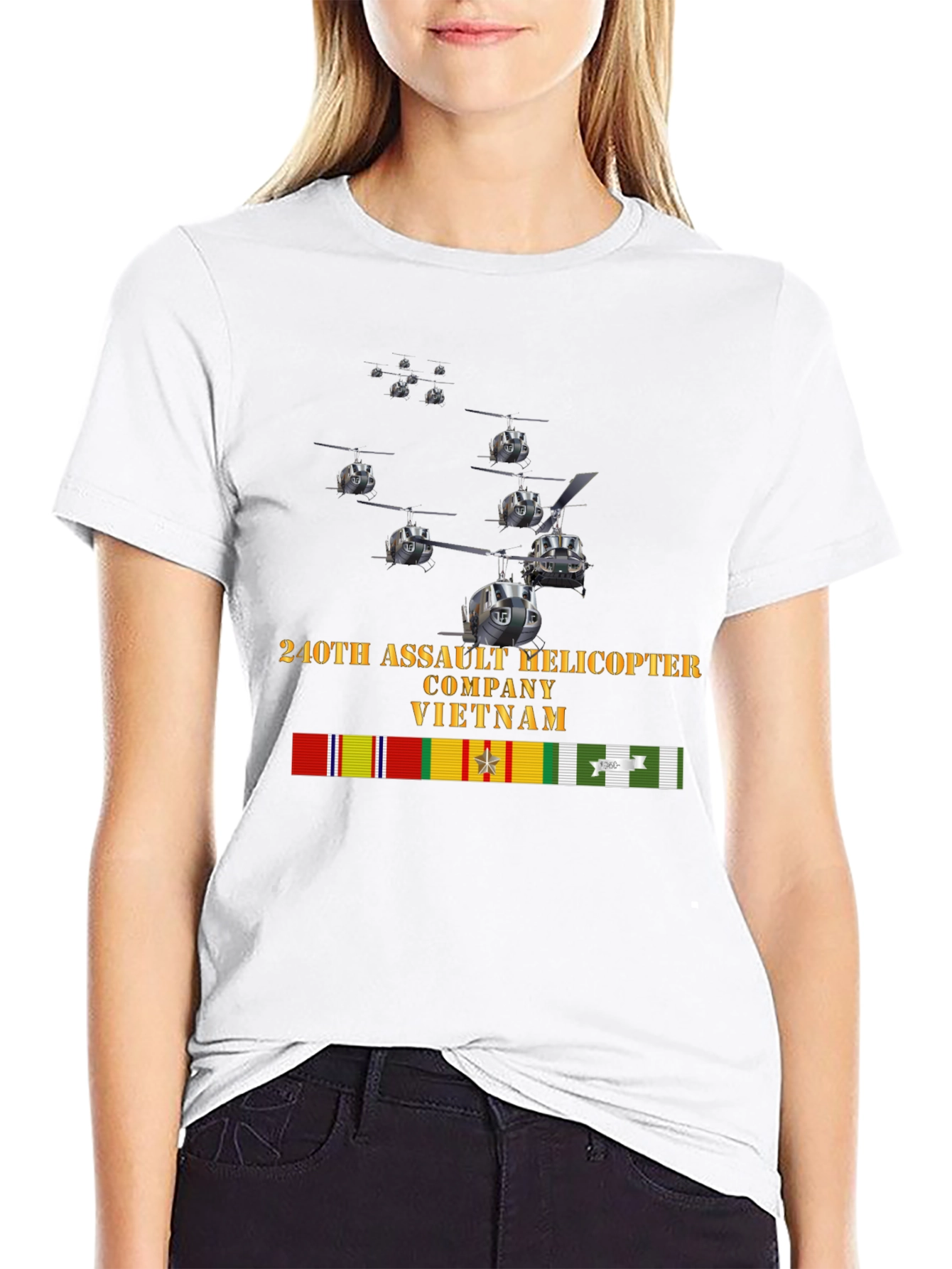 Black 240th Assault Helicopter Company Vietnam T-Shirt view 9