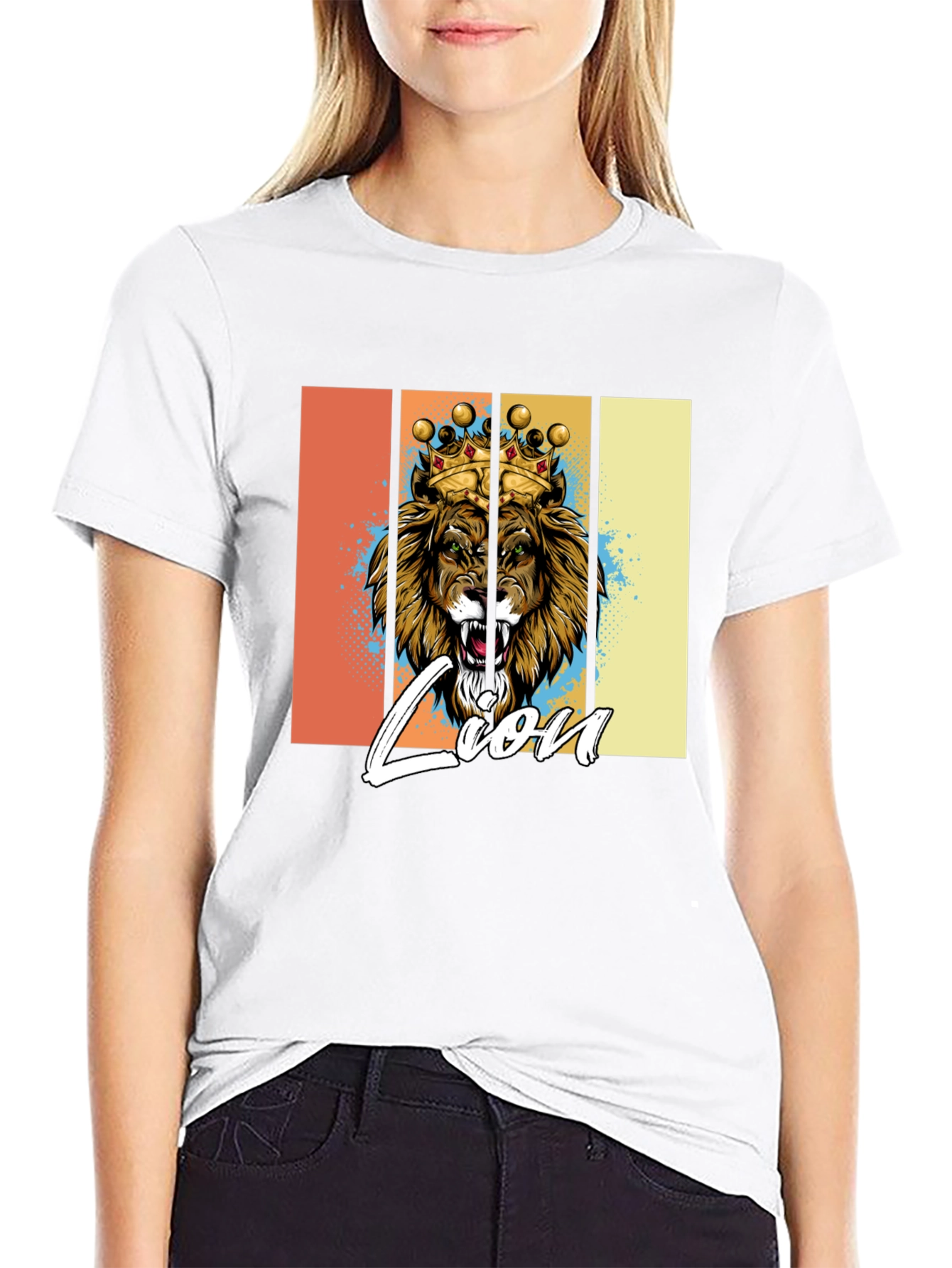 Black Lion King Graphic Print T-Shirt view 9