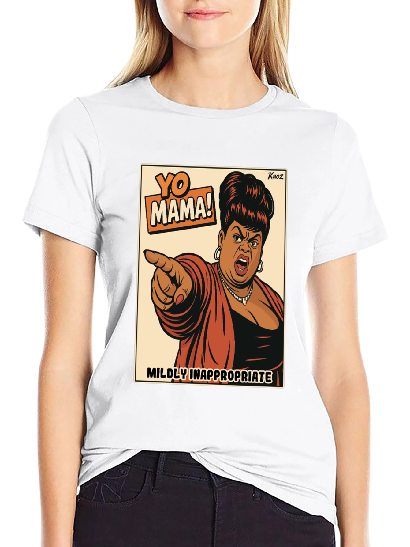 Black Yo Mama! Graphic T-Shirt - Mildly Inappropriate Humor view 9