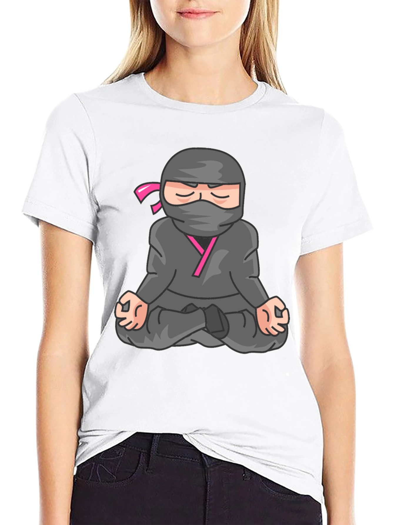 Black Meditating Ninja Graphic Tee - Black T-Shirt view 9