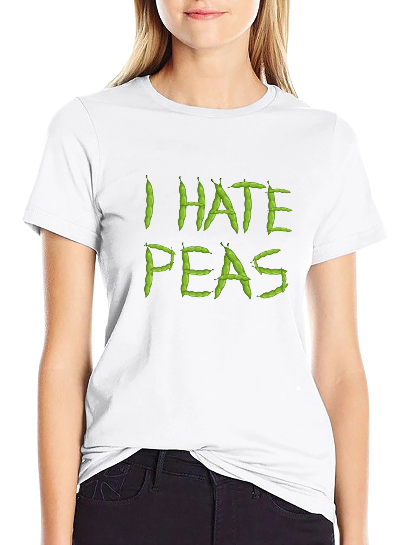 Black I Hate Peas Graphic Tee - Funny Food Pun Shirt view 9