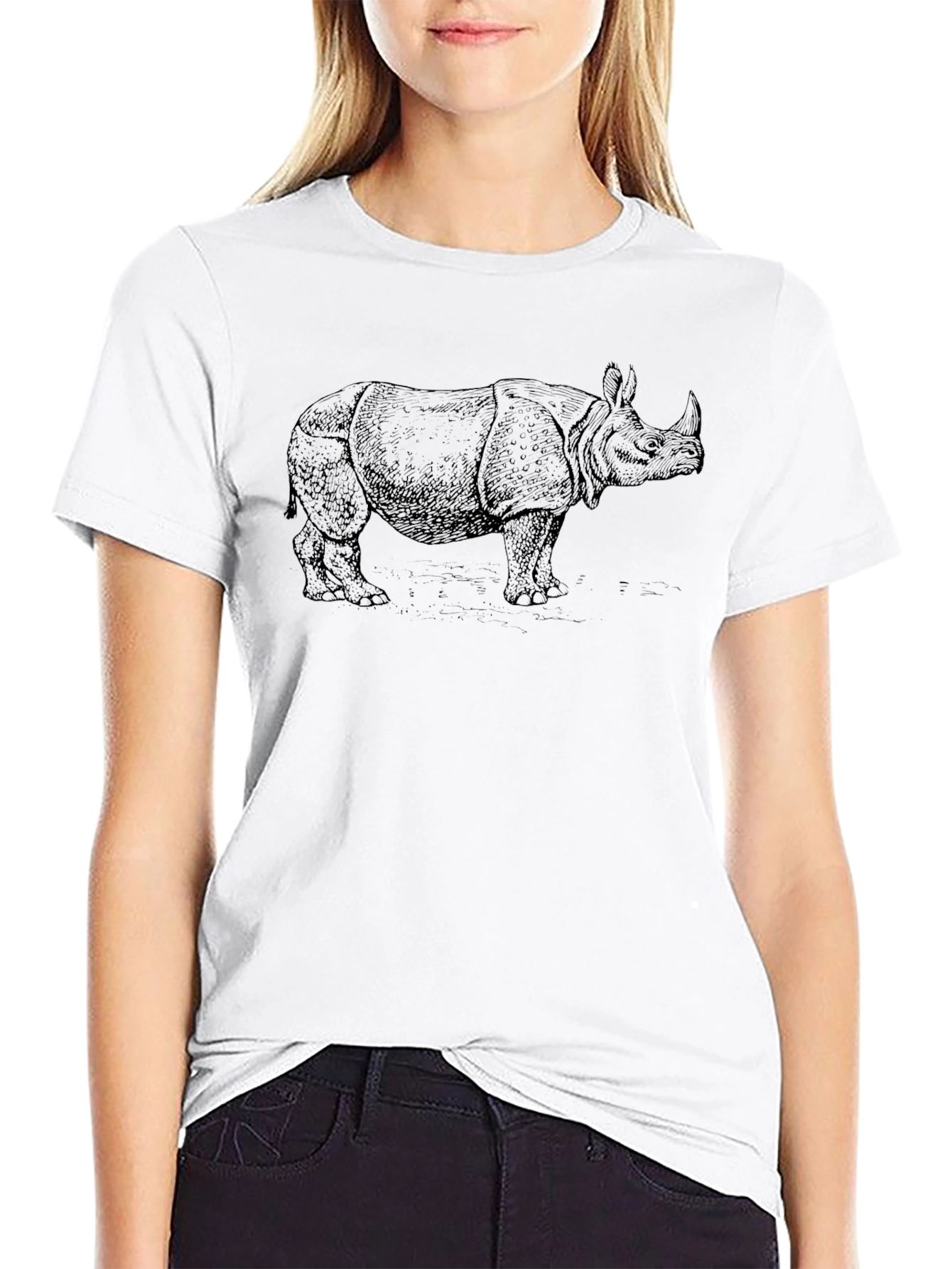Black Rhino Graphic Tee - Black Cotton T-Shirt view 9