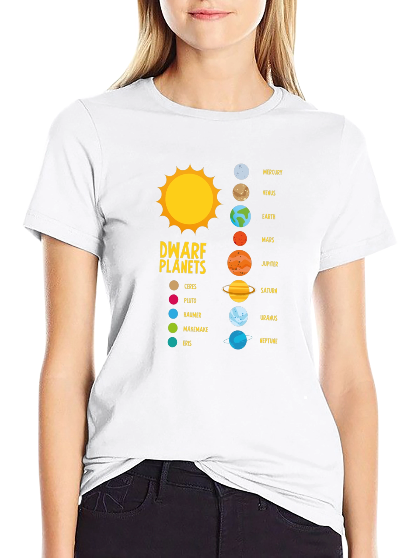 Black Solar System Planets Graphic T-Shirt view 9