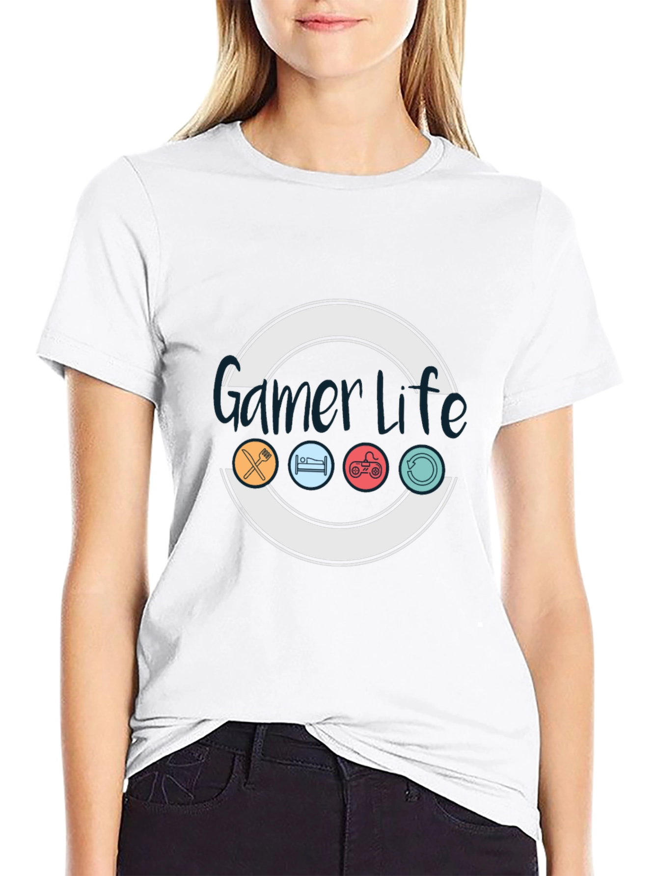 Black Gamer Life Graphic T-Shirt - Eat, Sleep, Game, Repeat! view 9