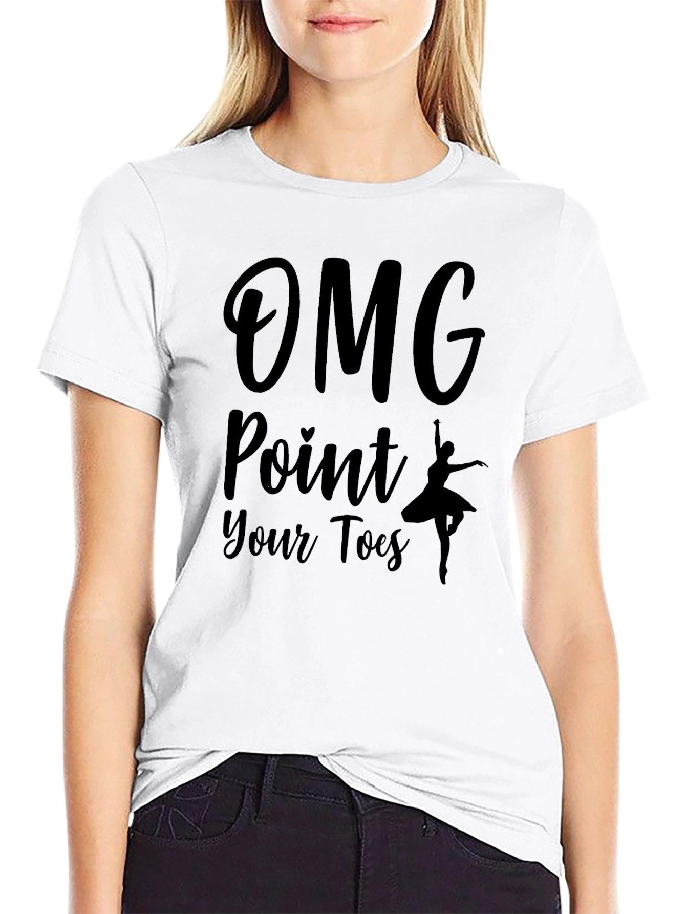 Black OMG Point Your Toes Black T-Shirt view 9