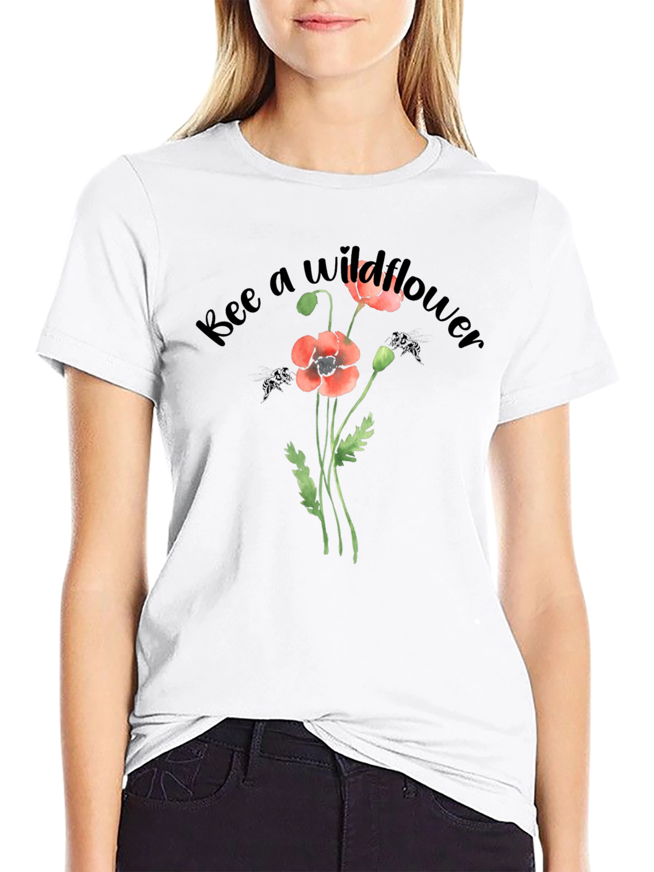 Black Bee a Wildflower Graphic T-Shirt view 9