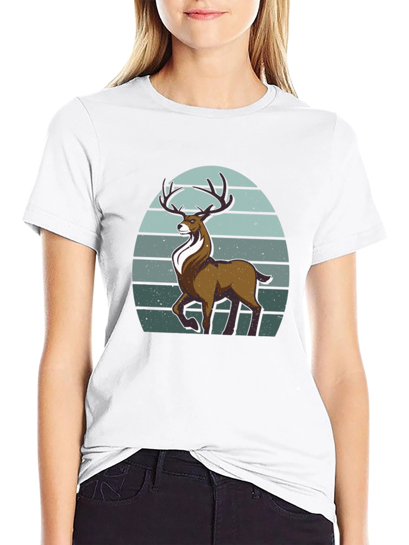Black Retro Deer T-Shirt - Vintage Style Graphic Tee view 9