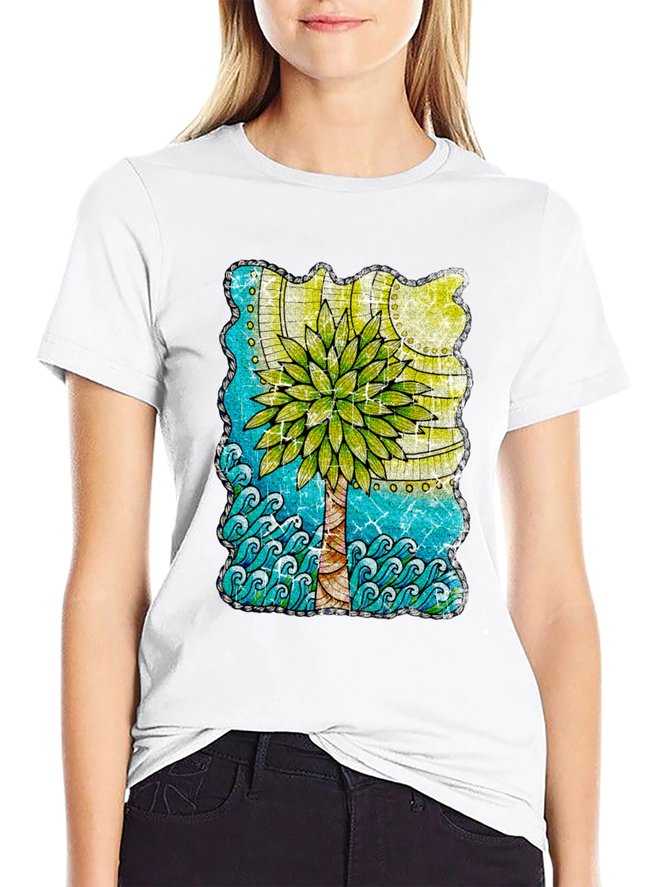 Black Palm Tree Graphic T-Shirt - Tropical Beach Vibes view 9