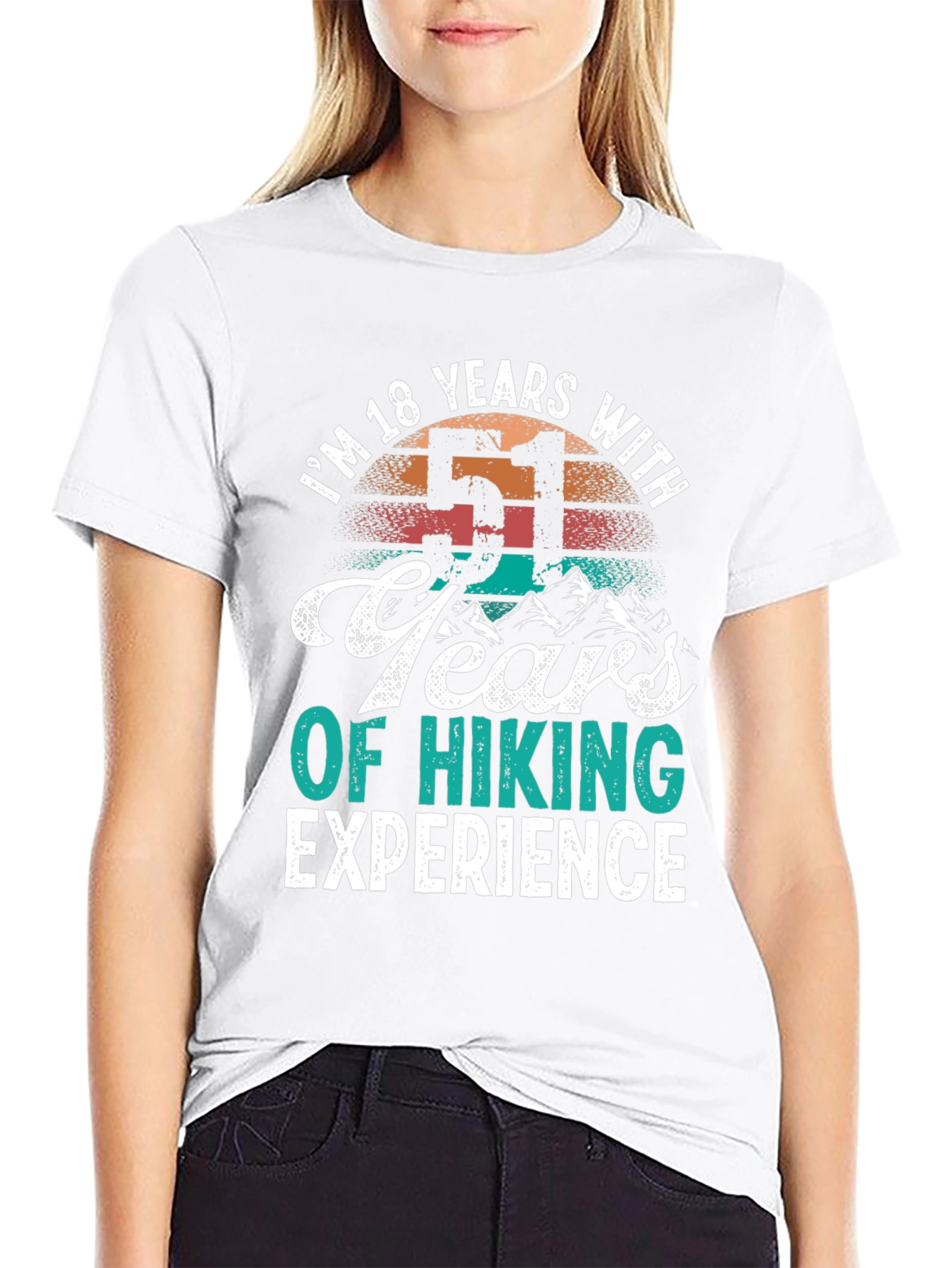 Black I'm 18 Years With 51 Years Hiking Experience T-Shirt view 9