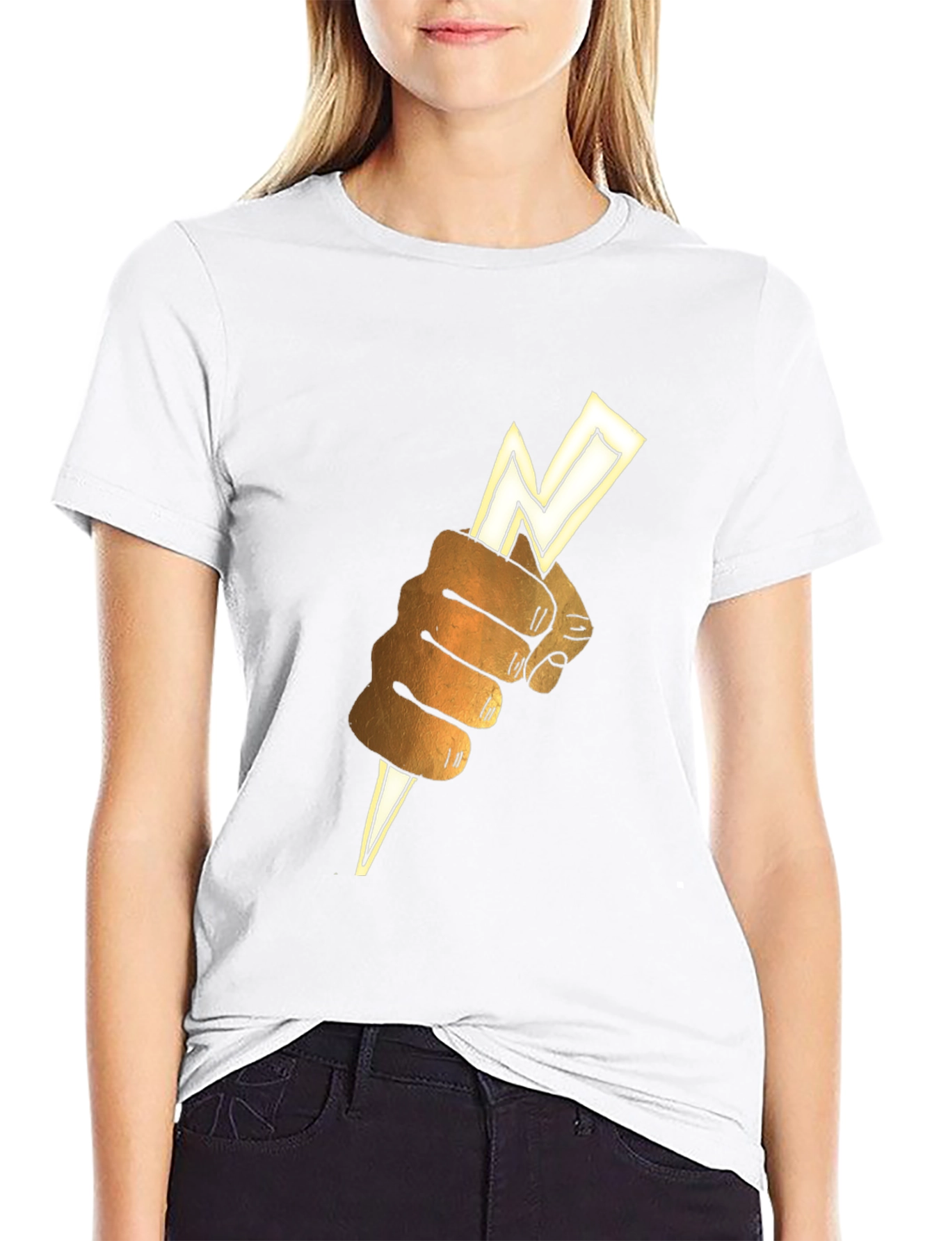 Black Lightning Bolt Fist Graphic Tee - Black view 9